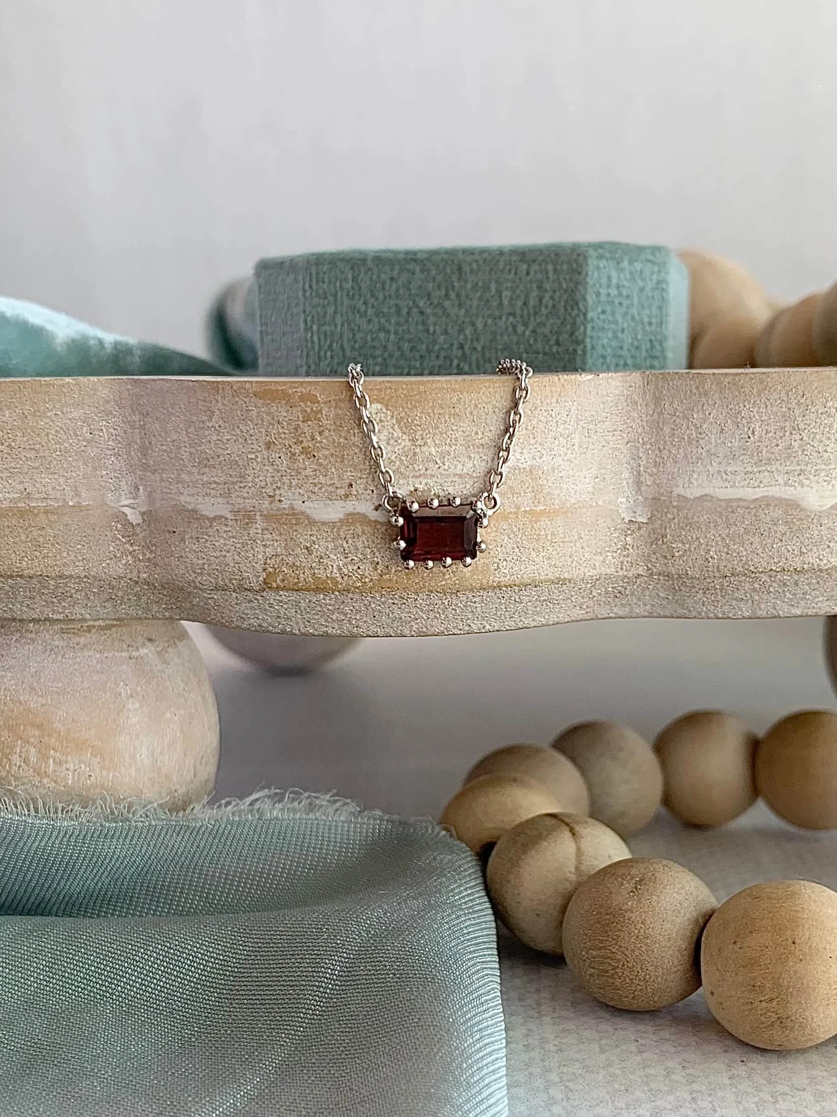 Gothic Garnet Silver Necklace