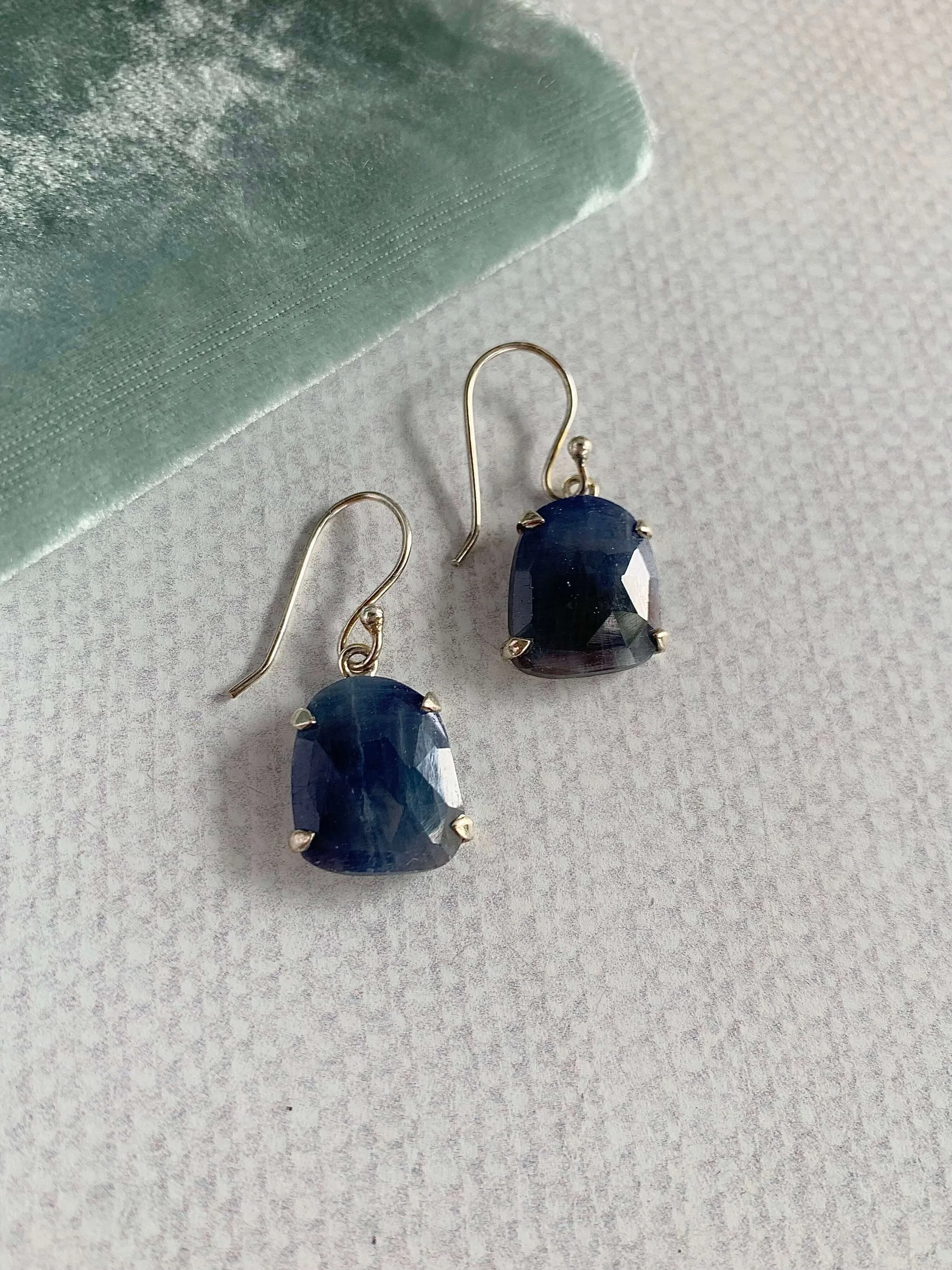 Blue Sapphire Silver Earrings