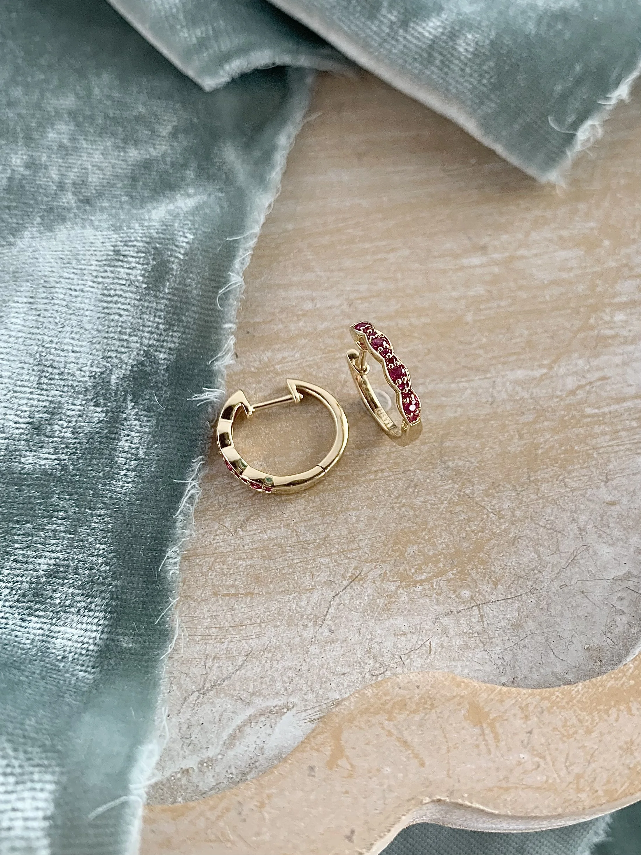 All Ruby 14k Yellow Gold Huggie Earrings