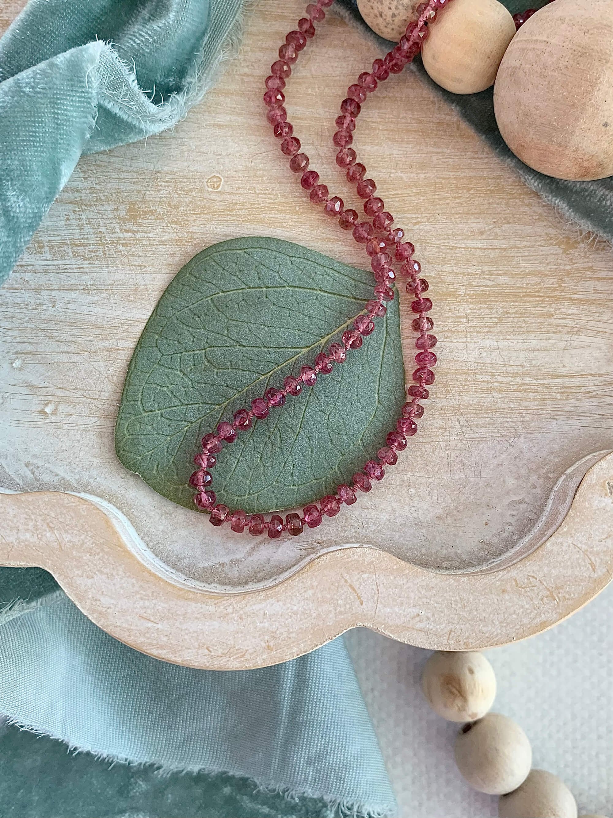 Hand-Knotted Dusty Pink Tourmaline Silver Strand