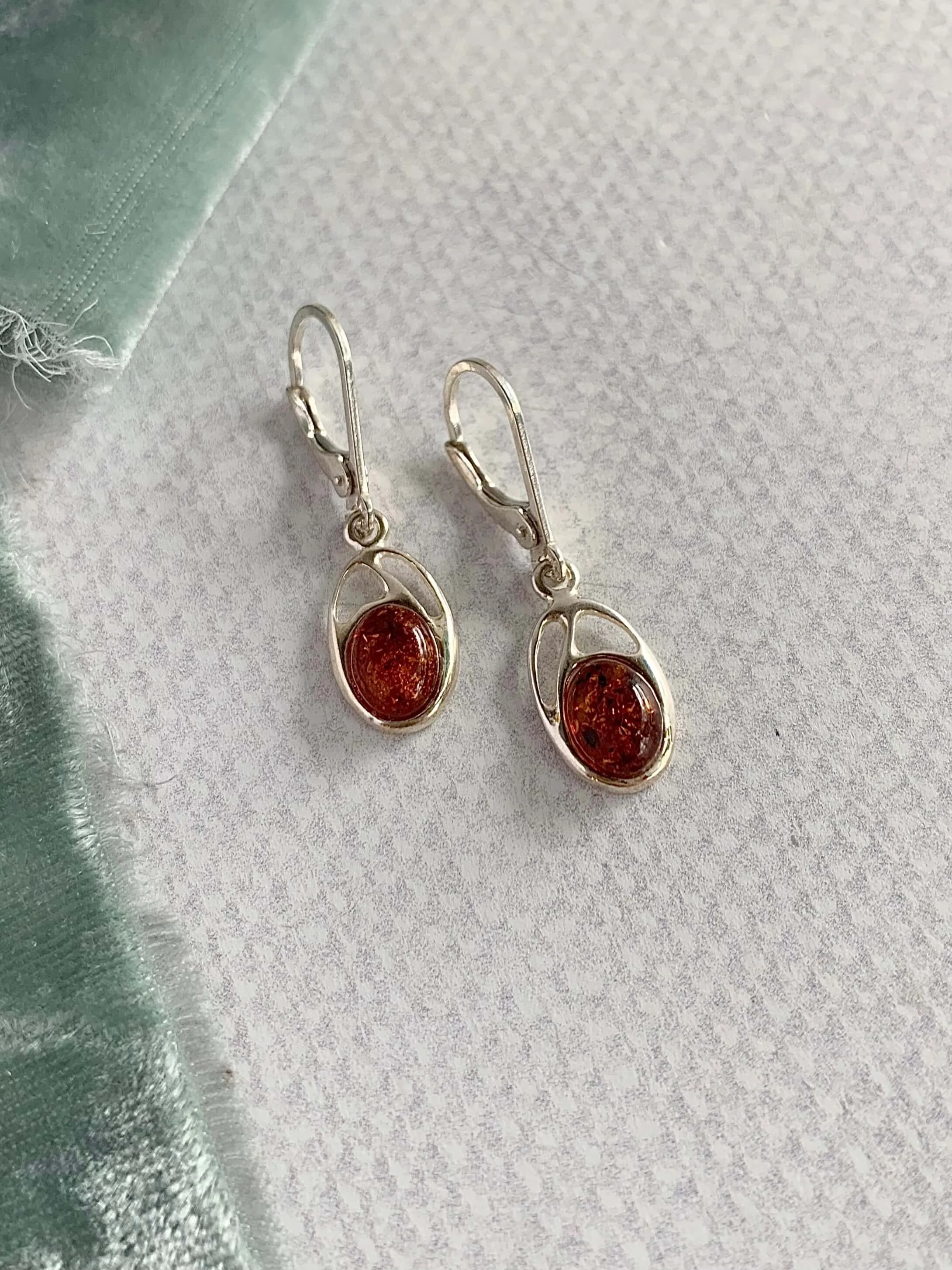 Amber Silver Earrings
