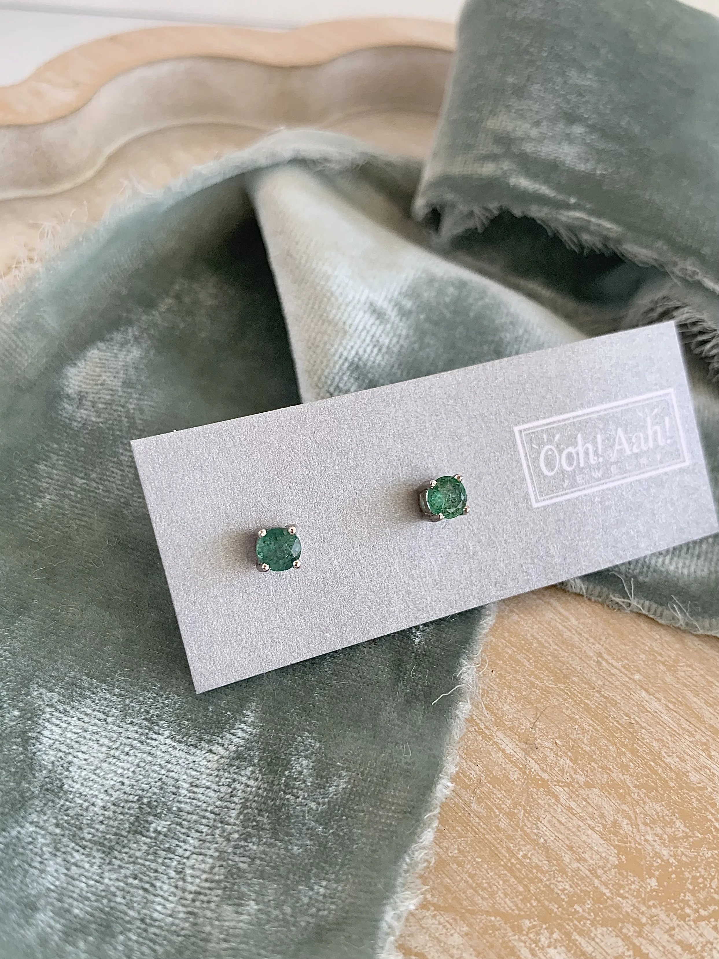 Vital Emerald Silver Stud Earrings