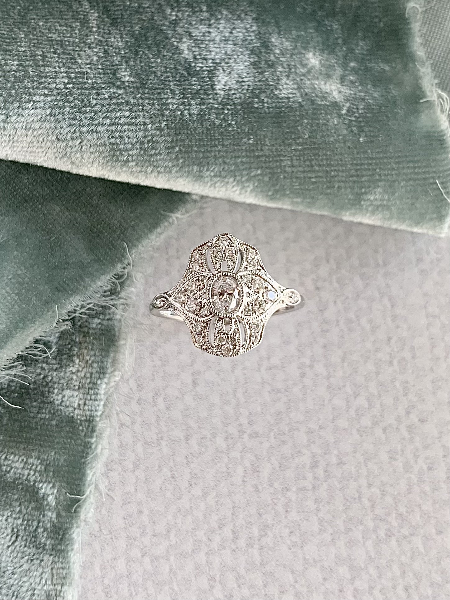 Beatrice 14k White Gold Diamond Vintage-inspired Engagement Ring