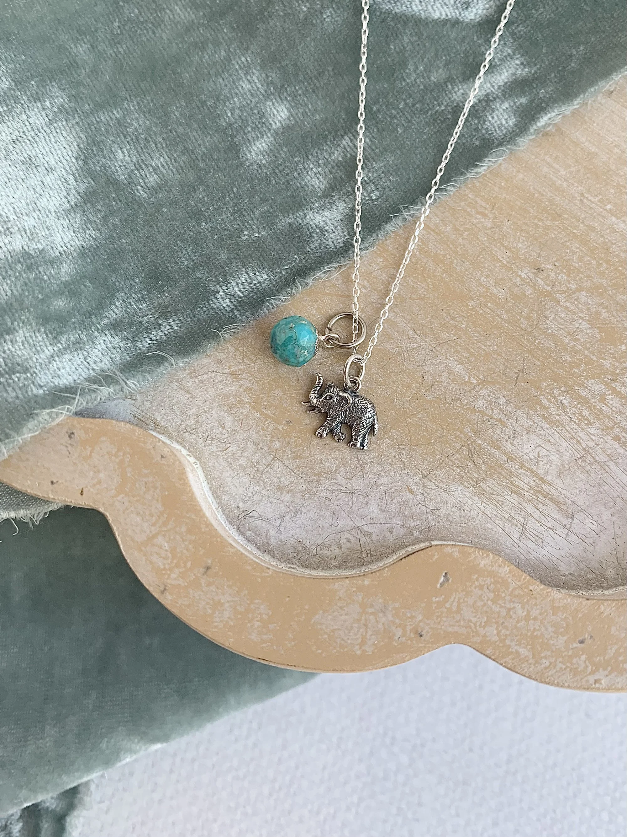 Content Elephant Turquoise & Silver Necklace