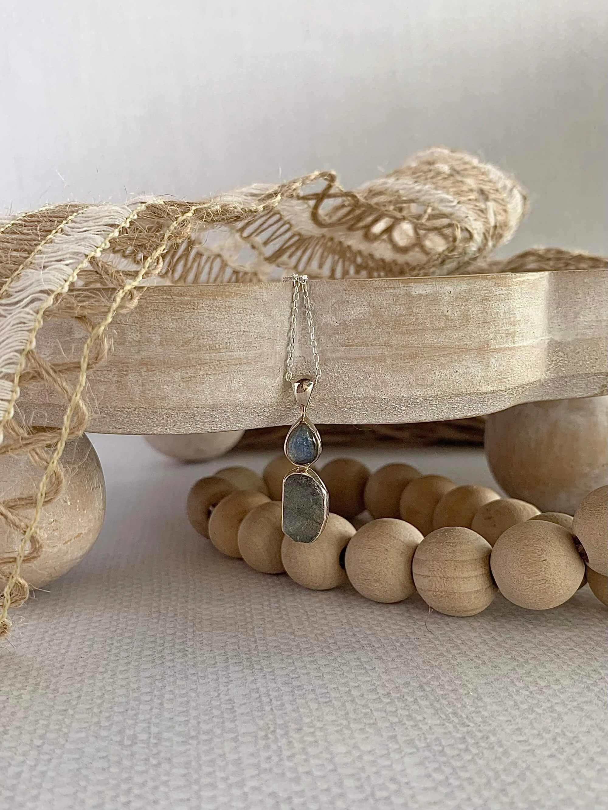 Double Labradorite Silver Necklace