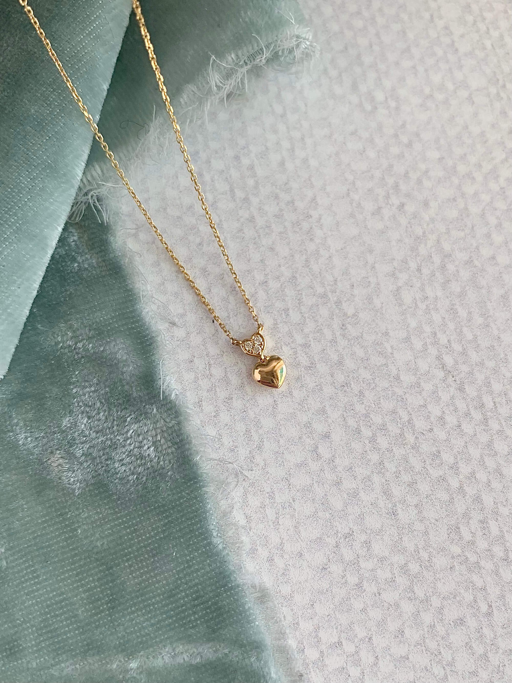 Tiny Heart Diamond 14k Yellow Gold Necklace