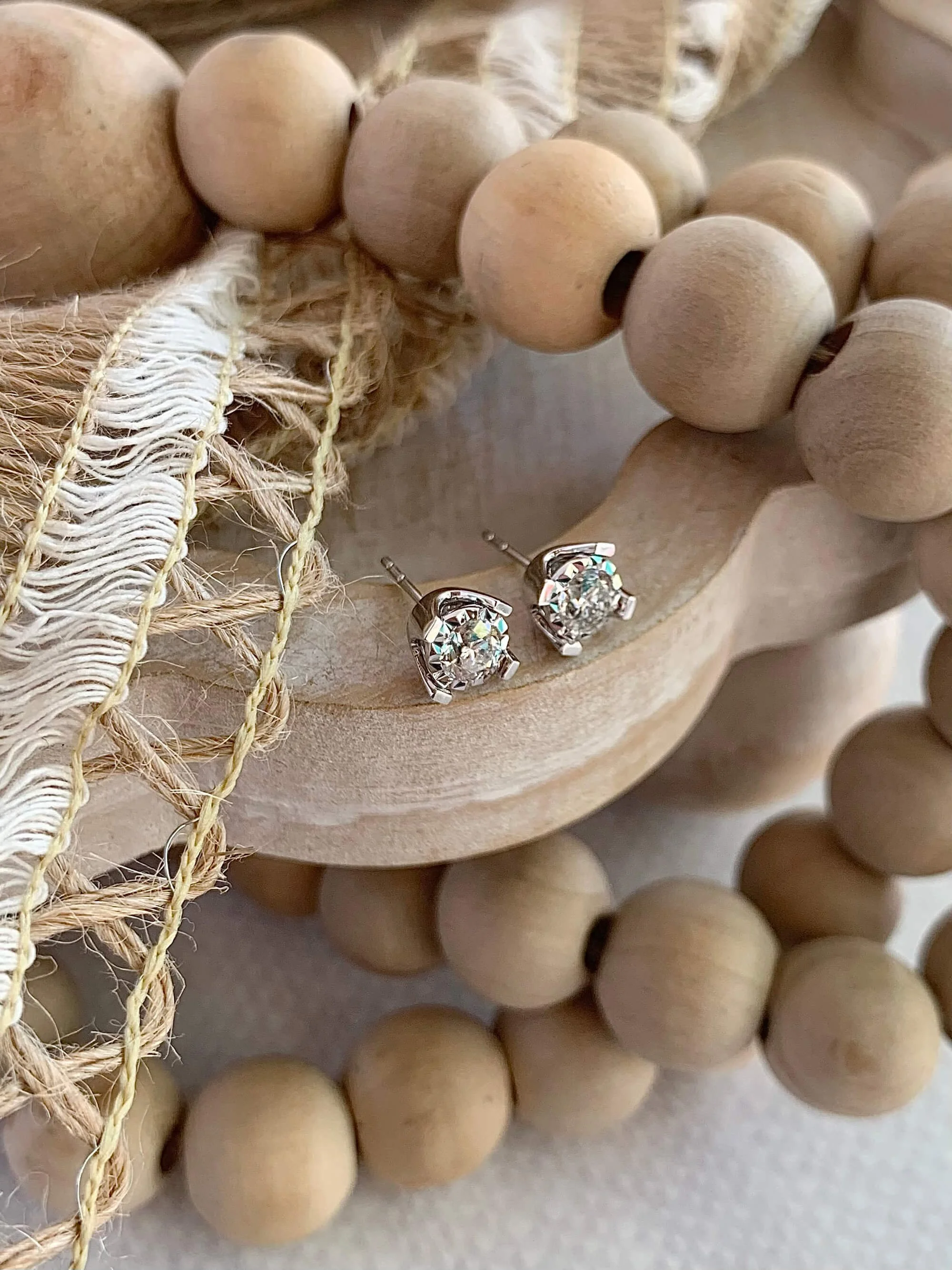 Natural Diamond 14k White Gold Stud Earrings Ooh Aah Jewelry Albuquerque
