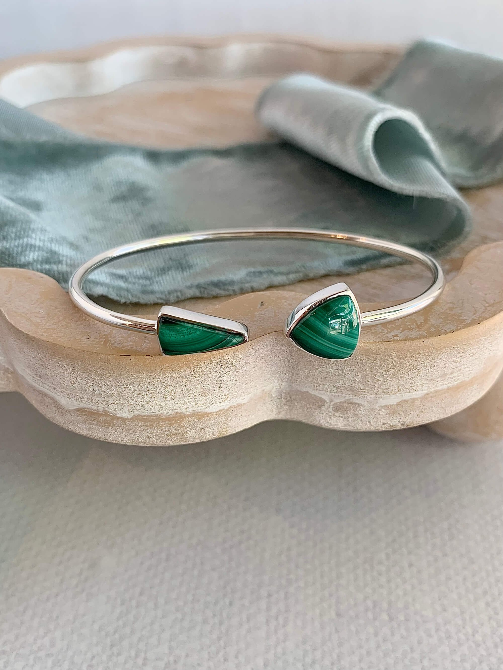 Malachite Silver Twist Bracelet