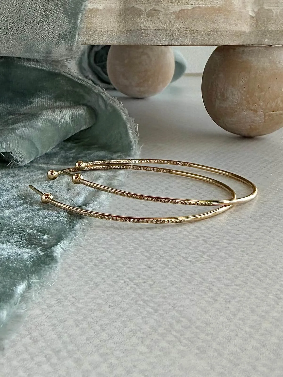 Bold Sleek Diamond 14k Yellow Gold Hoop Earrings