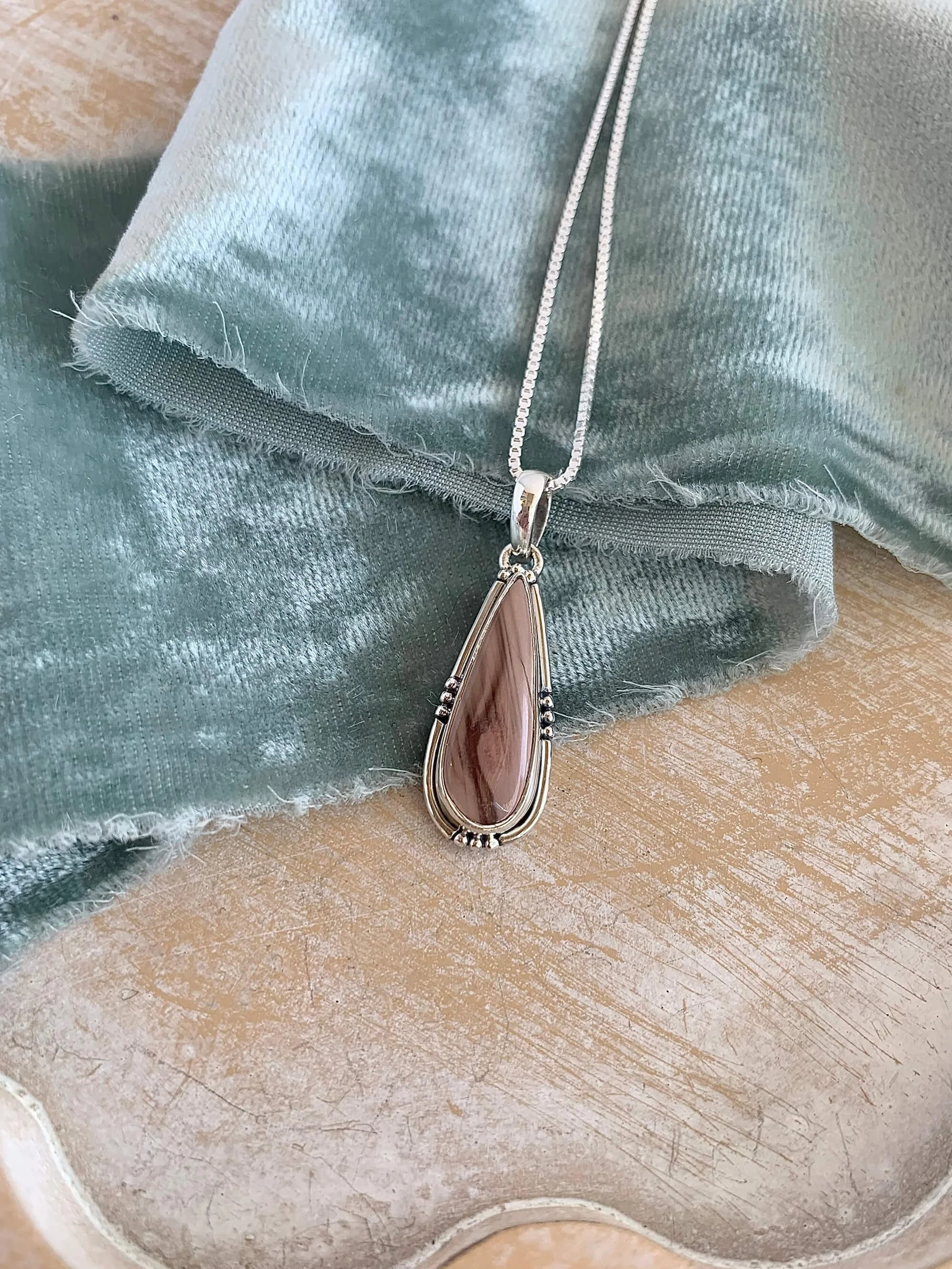 Swirly Jasper Silver Necklace