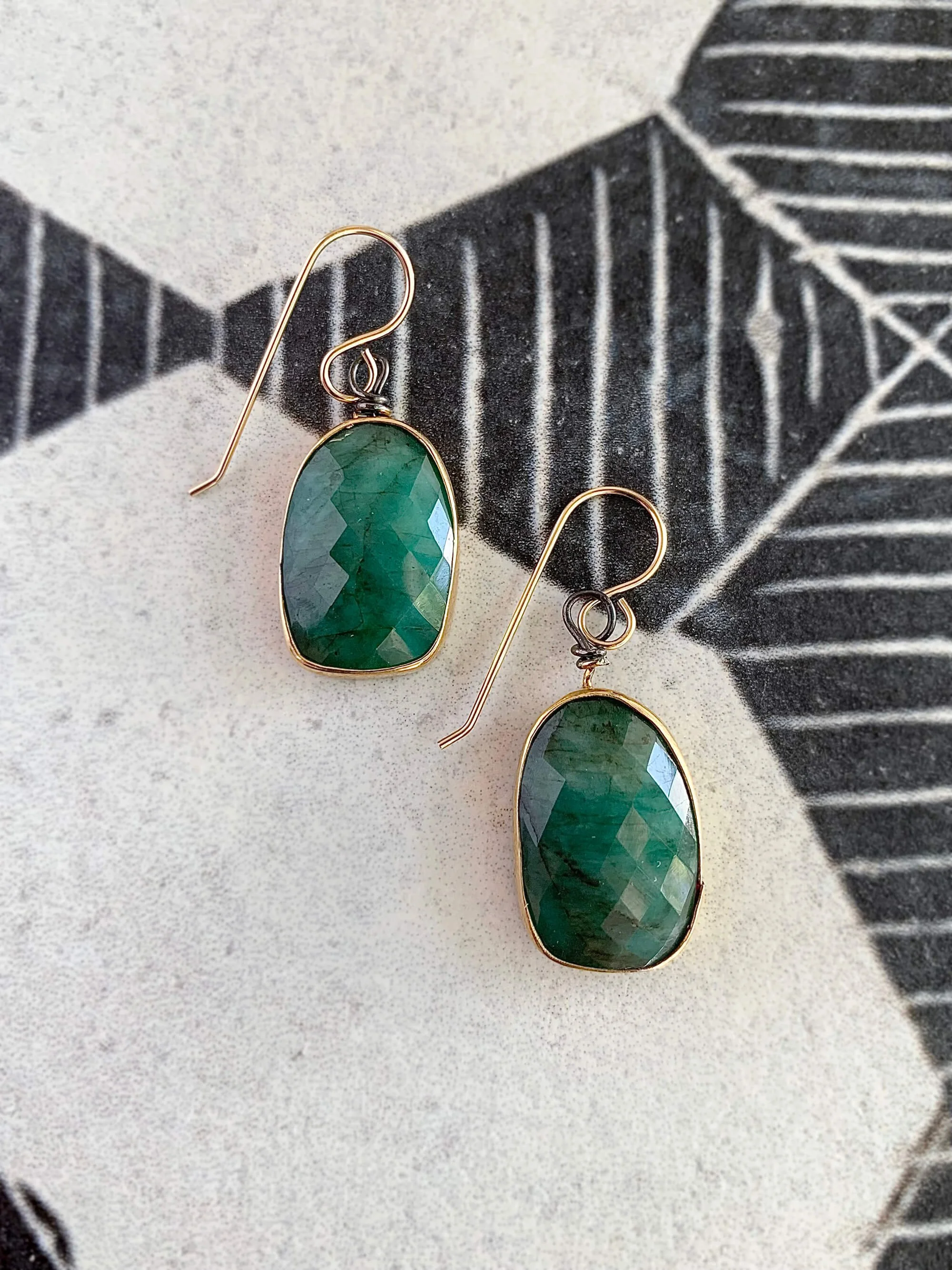 Enchanting Emerald Mixed Metal Earrings