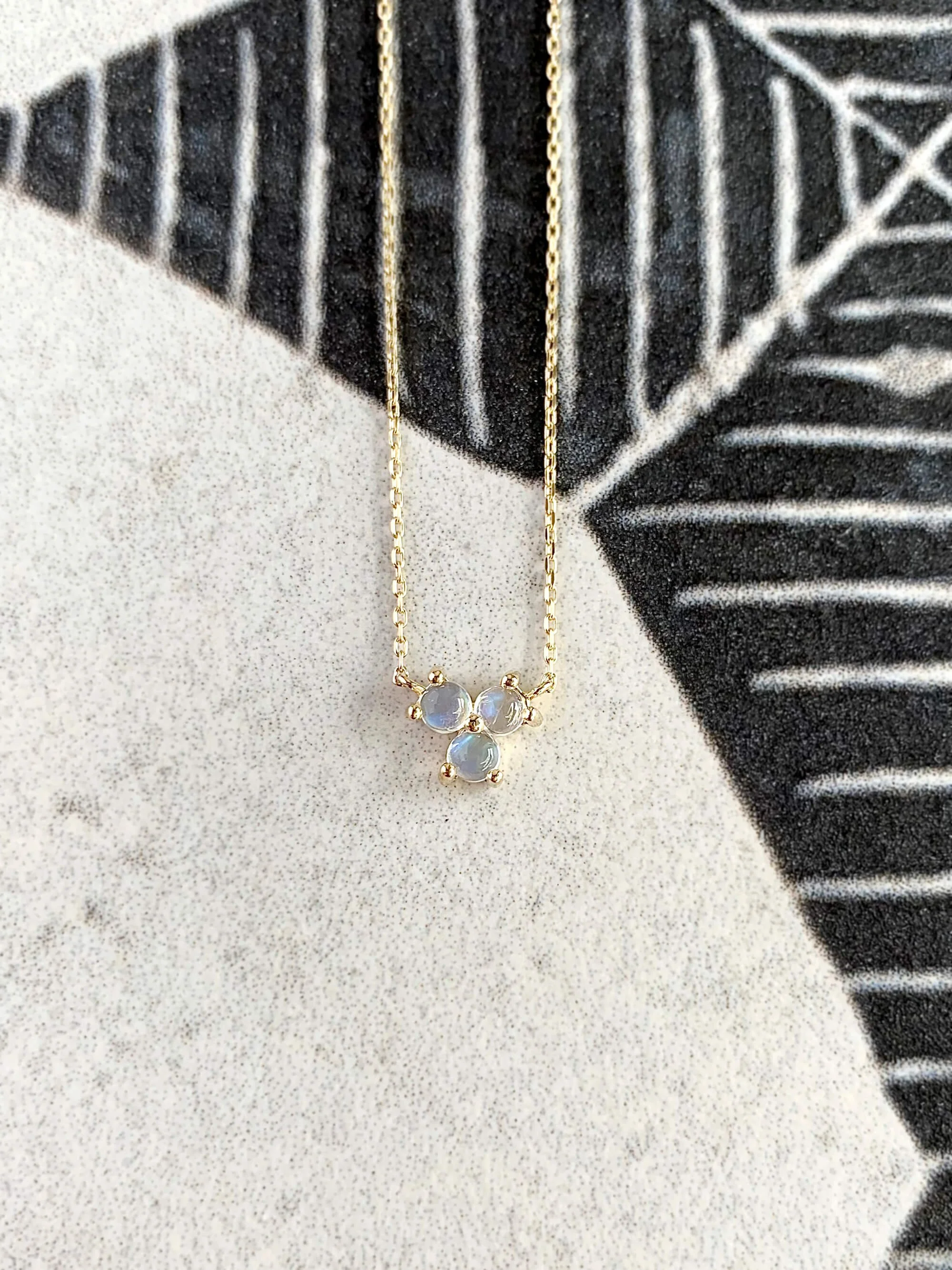 Trio Moonstone 14k Yellow Gold Necklace
