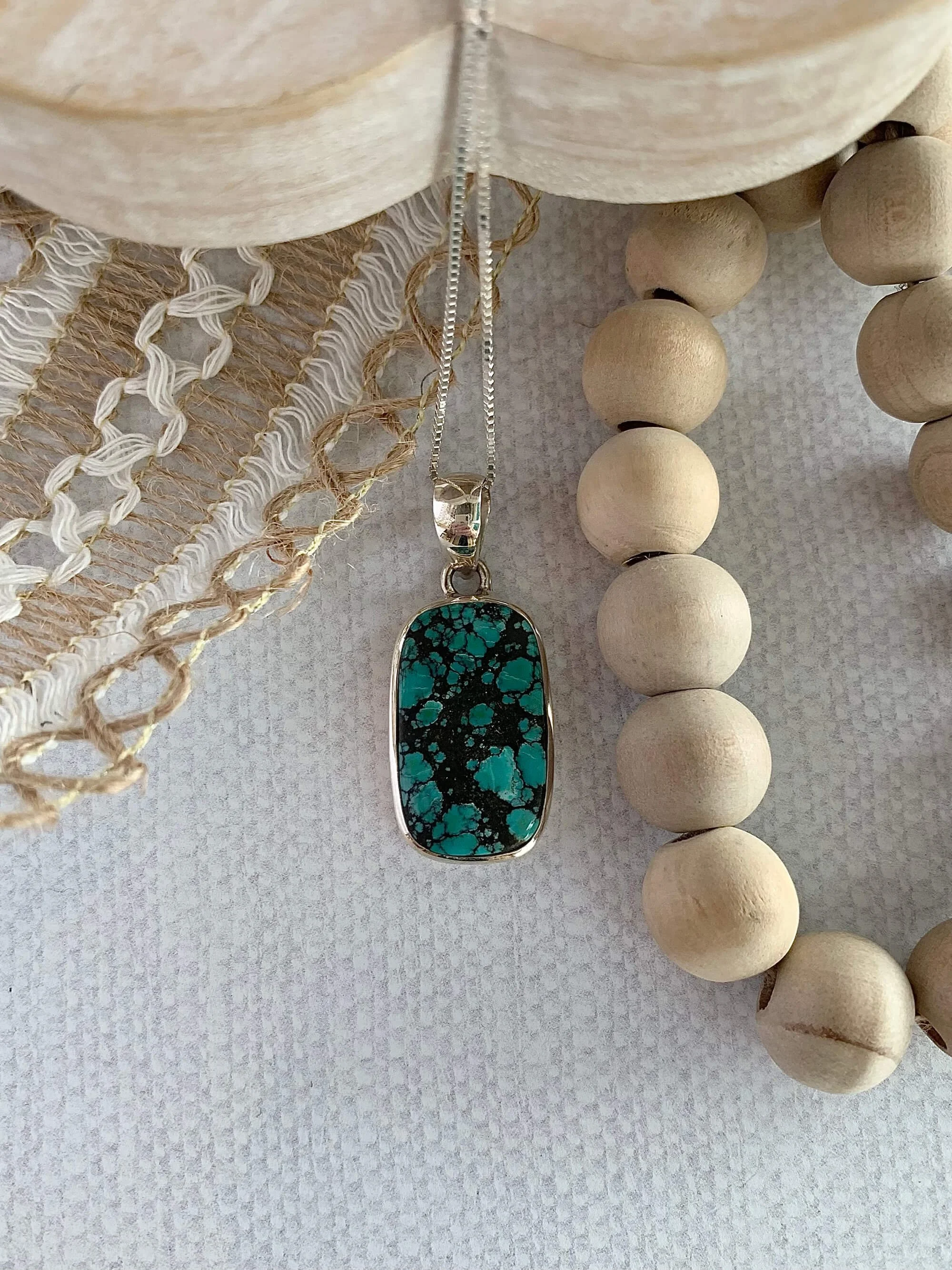 Dark Matrix Turquoise Silver Necklace