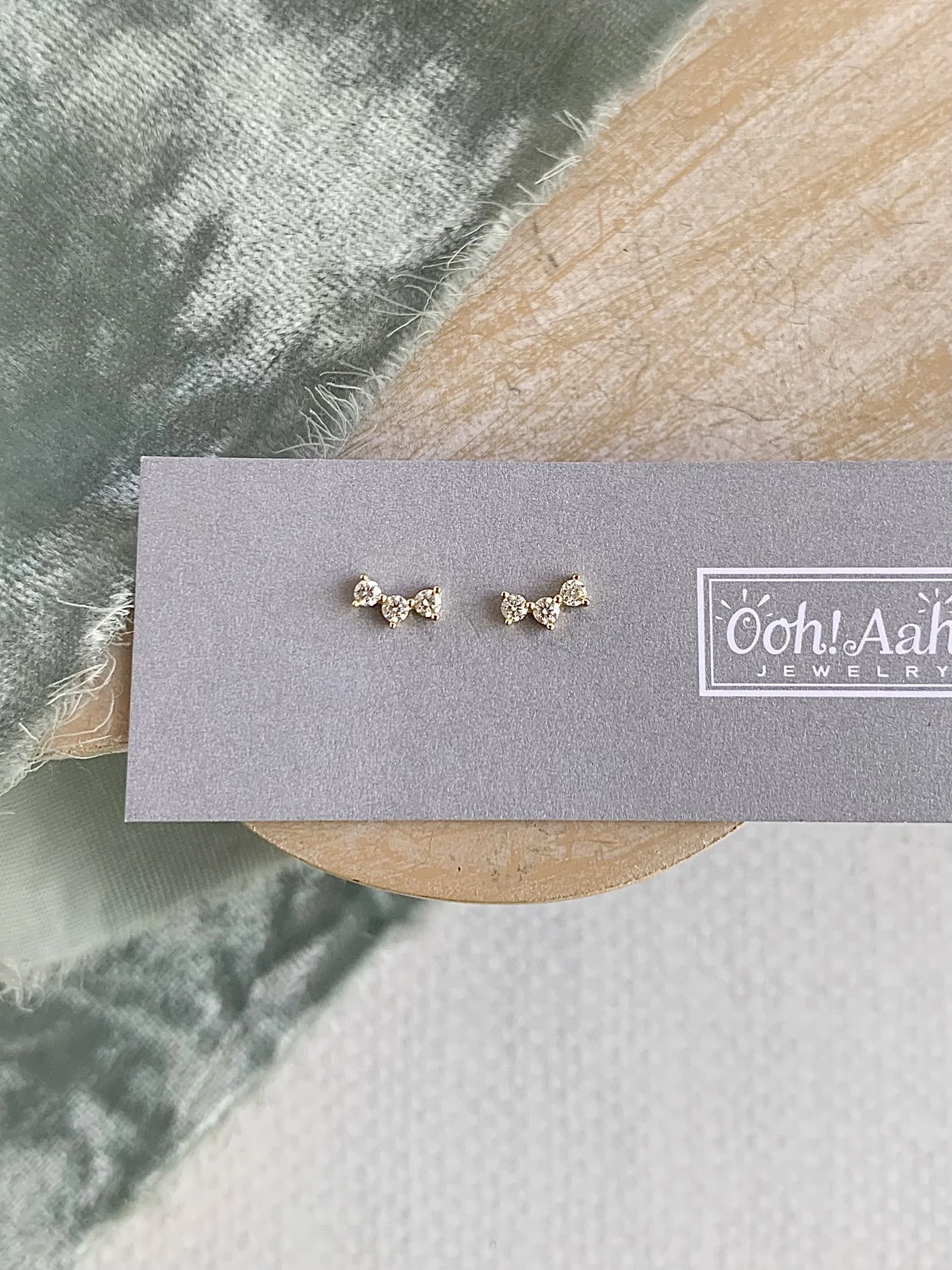 Trilogy Diamond 14k Yellow Gold Stud Earrings