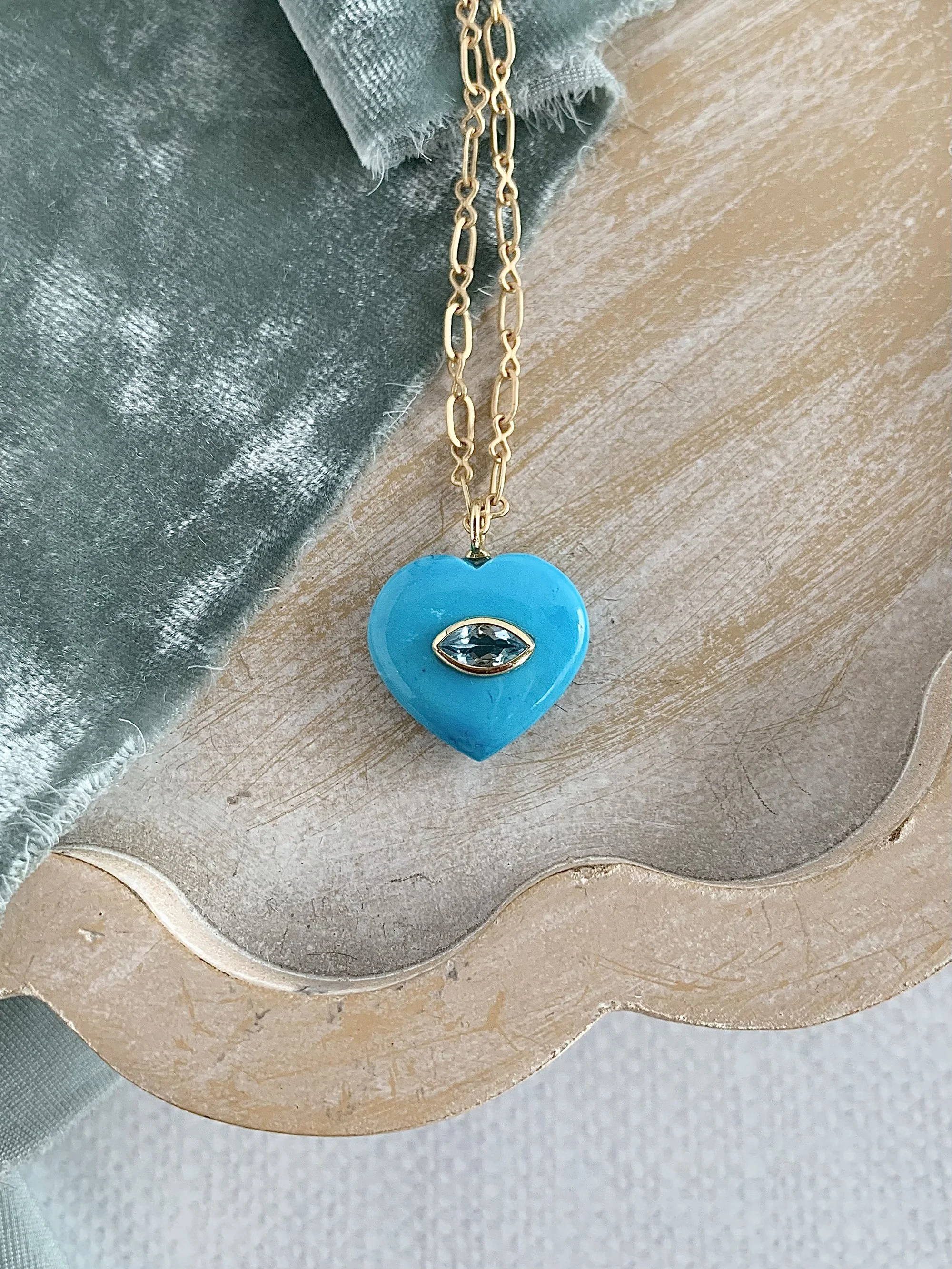 Happy Turquoise Heart Gold Fill Necklace