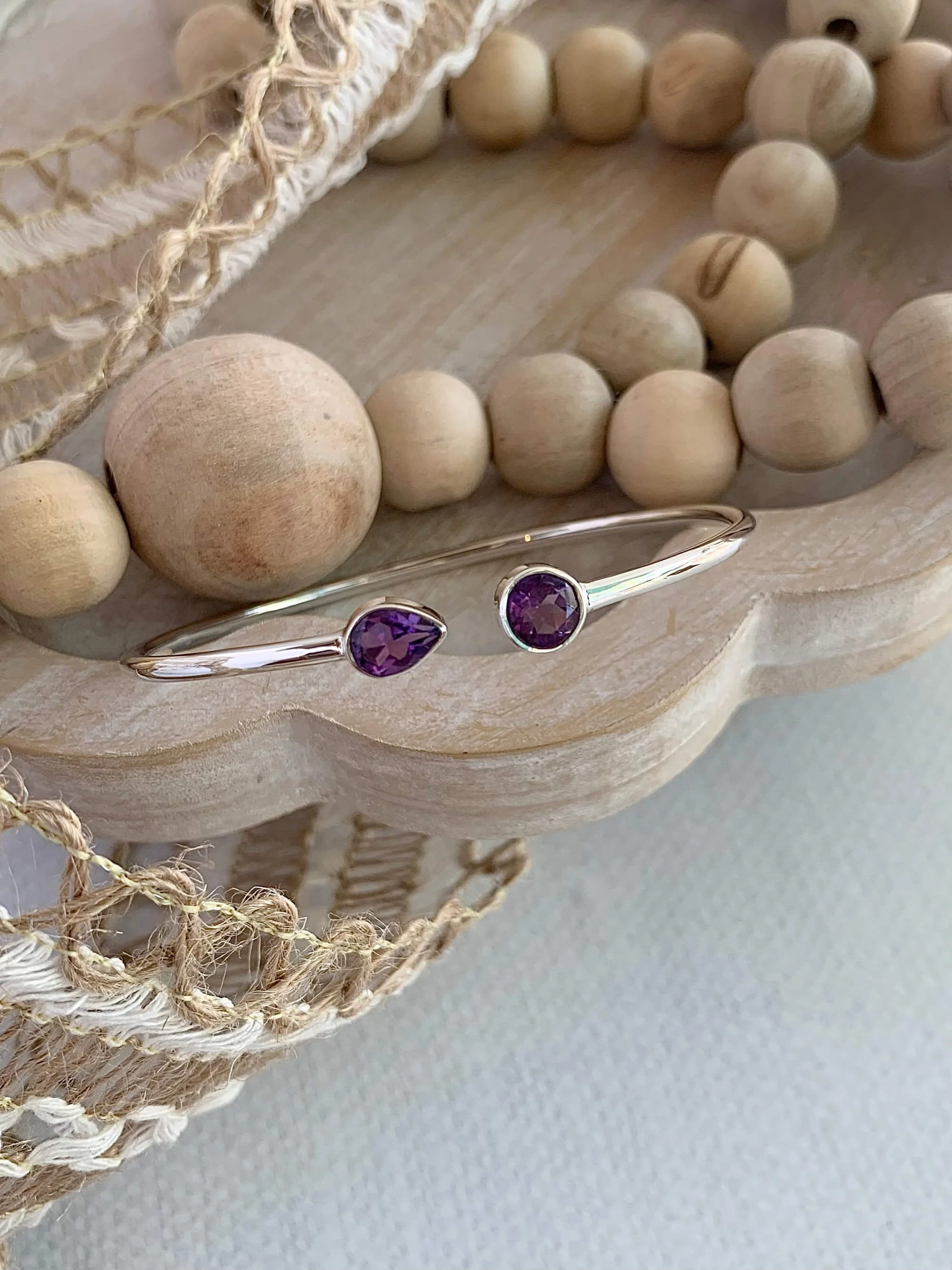 Amethyst Silver Twist Bracelet