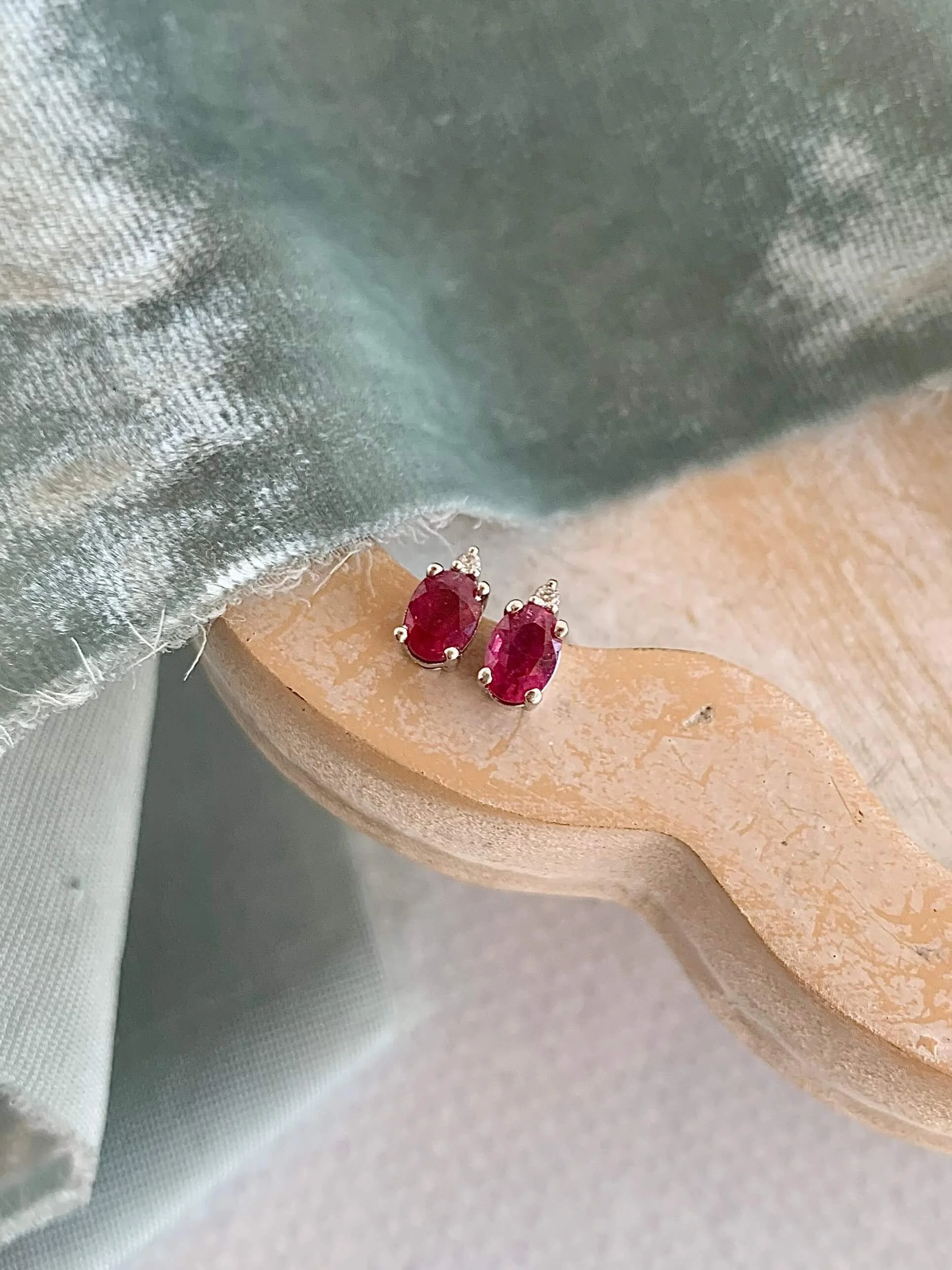 Vibrant Ruby Diamond 14k White Gold Earrings