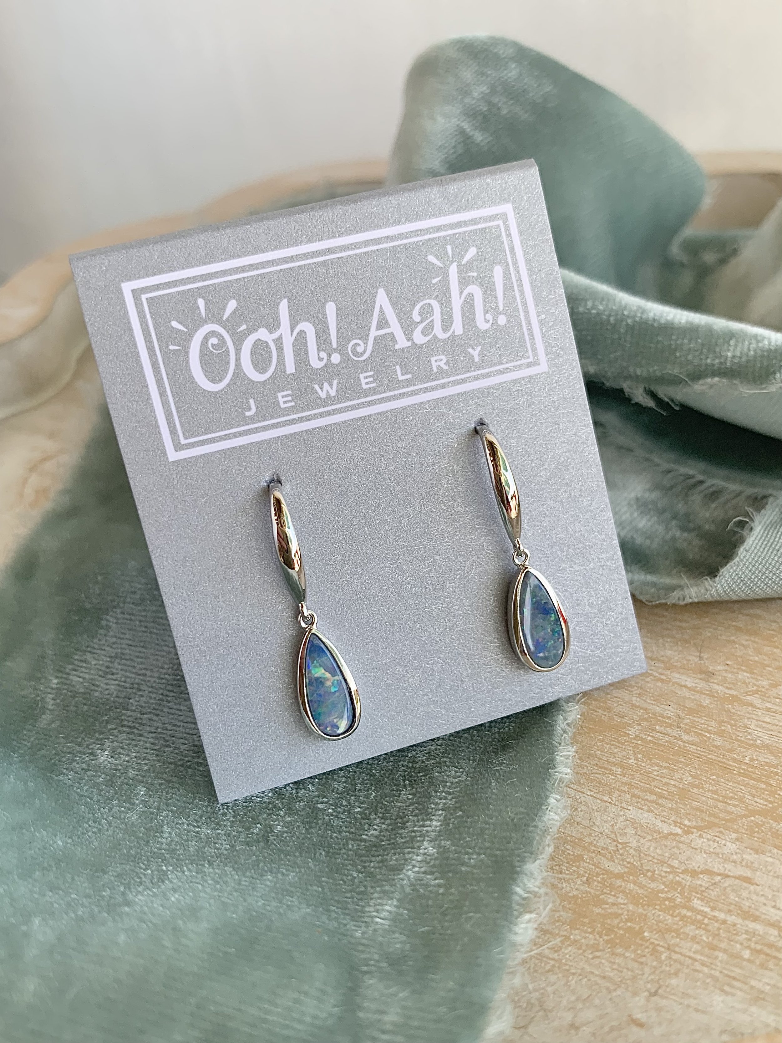 Lively Natural Opal Silver Earrings