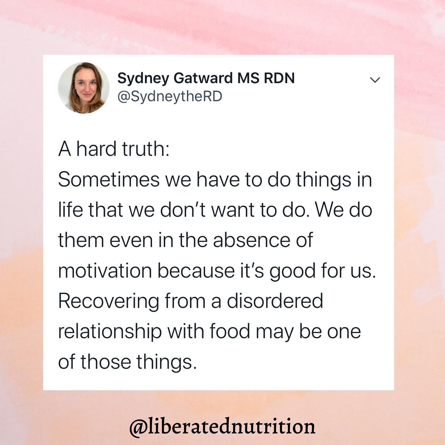 Do it for future you. Future you will thank you🙏🏻 Life is long but it&rsquo;s not slowing down. 
Ambivalence and fear are normal and expected, especially because disordered eating and exercise behaviors are encouraged and praised by society. In rec