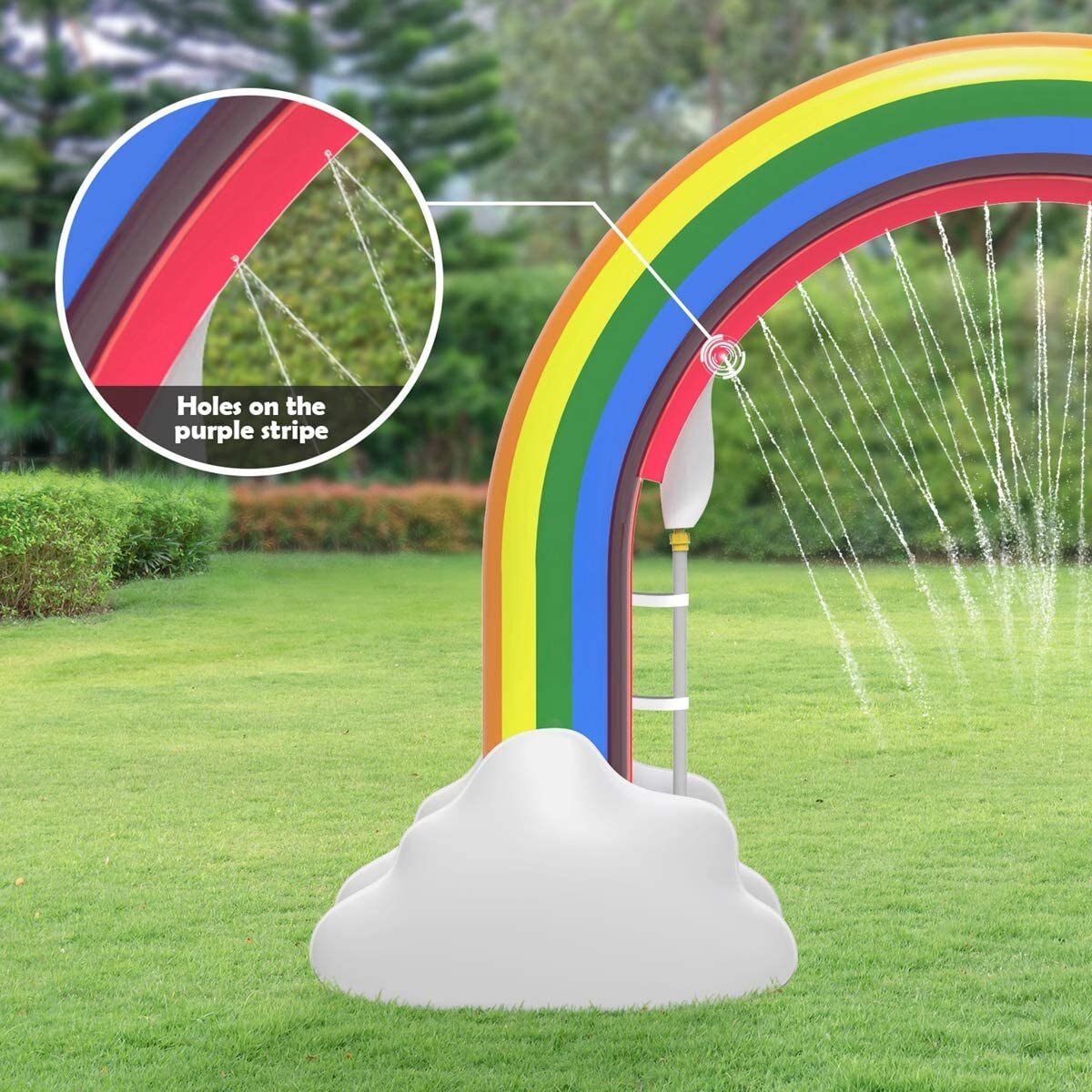  Water Play at Home on Hello Rascal Kids. Rainbow water sprinkler.  