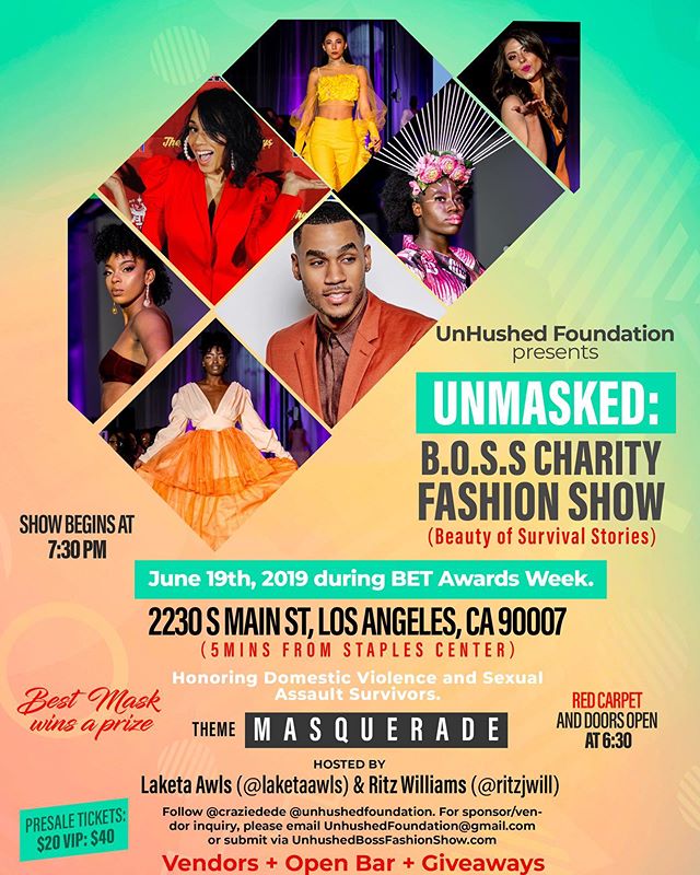 It&rsquo;s almost heeeeere!!! Get your tickets!!&rsquo; Wednesday night 💜❤️ #fashionshow #show #losangeles #cali #charity #unhushedfoundation #bosscharityfashionshow #models #bio