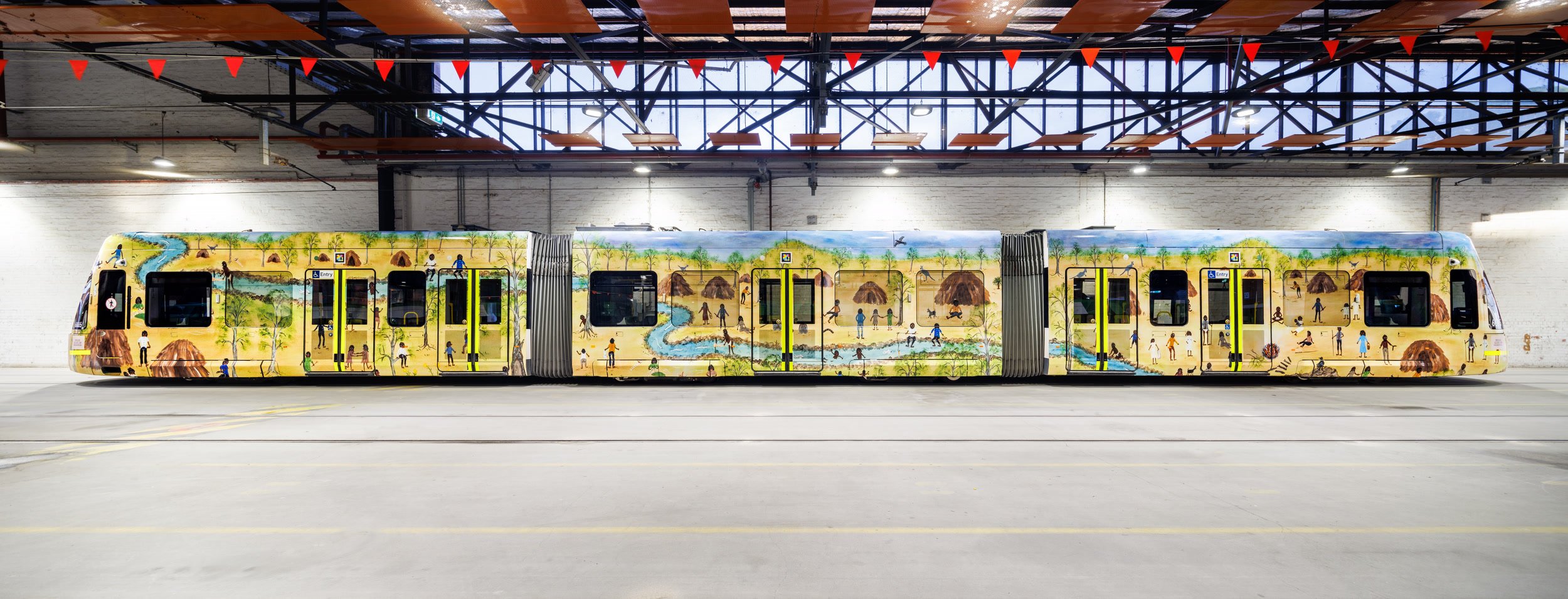 2026 Art Tram “Happy Families—time when we all lived together” by Aunty Marlene Gilson OAM (Wadawurrung)