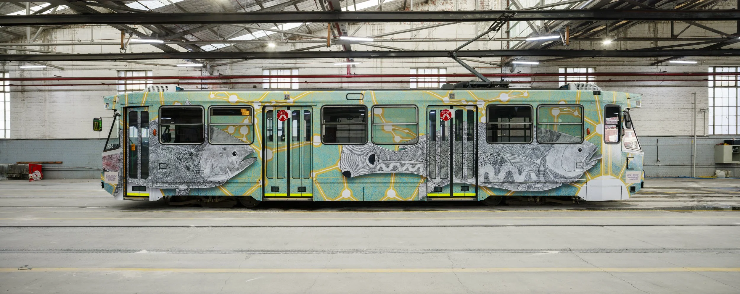 2026 Art Tram “Pale Blue” by Mitch Mahoney (Boonwurrung and Barkindji)