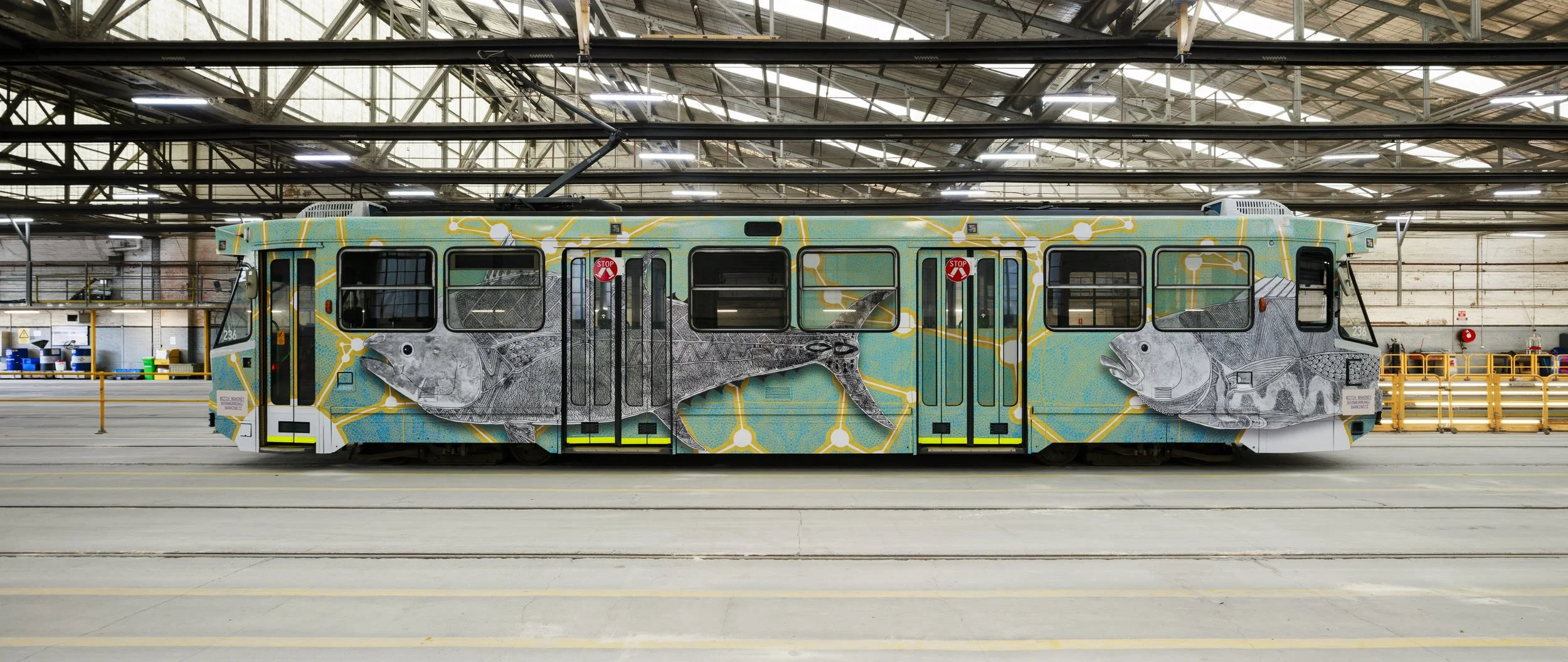 2026 Art Tram “Pale Blue” by Mitch Mahoney (Boonwurrung and Barkindji)