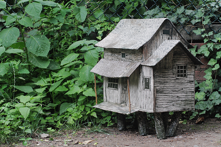 Stilthouse , 2014, Silkscreen on newsprint, acrylic, cardboard. Dimensions variable, 26" high