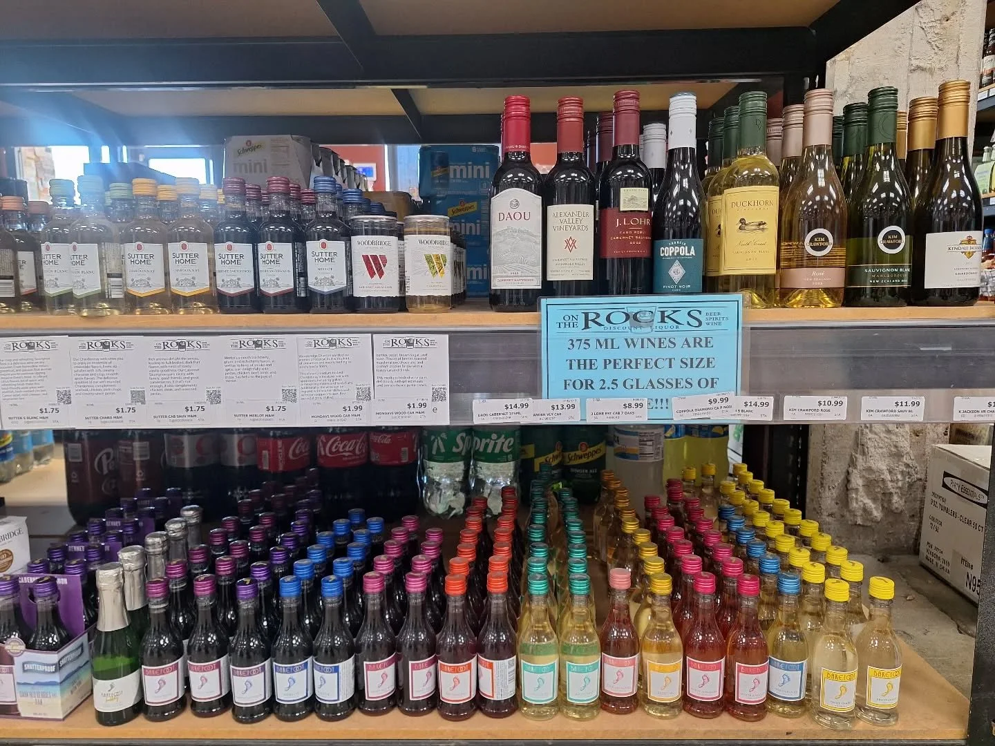 Whether you need a little bit for a recipe or want to have a li'l glass with dinner, we have you set with these 187ml &amp; 375ml #wine bottles. Affordable &amp; portion-friendly, as well as hecking adorable.#ontherocksliquor #lawrenceks