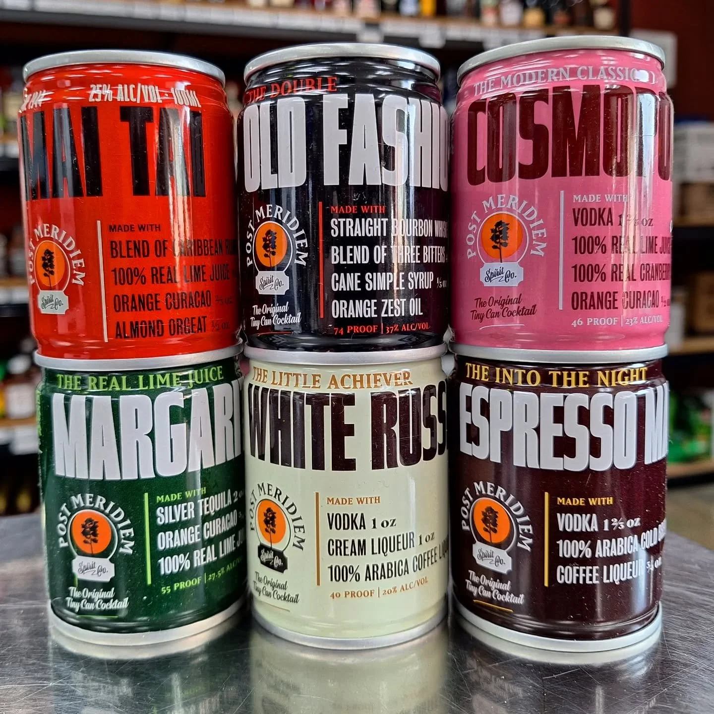 Given how many of these @postmeridiemspirits #cannedcocktails we sell, it doesn't seem like we NEED to tell you about them, but in case you didn't know about these little sips of deliciousness, they're single-serving versions of some of your favorite