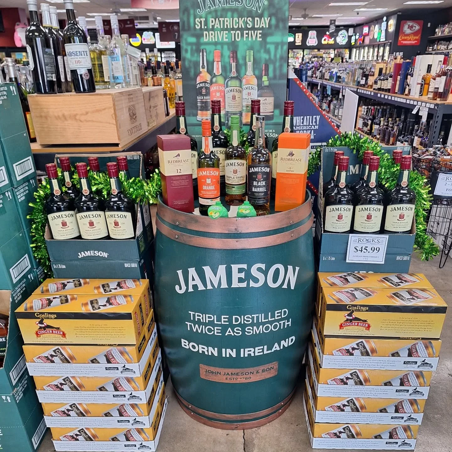 We're less than 3 weeks from #stpatricksday, so of course we're loading up on @jamesonus, @tullamoredew, @redbreastirishwhiskey, &amp; more. #ontherocksliquor #lawrenceks #slainte