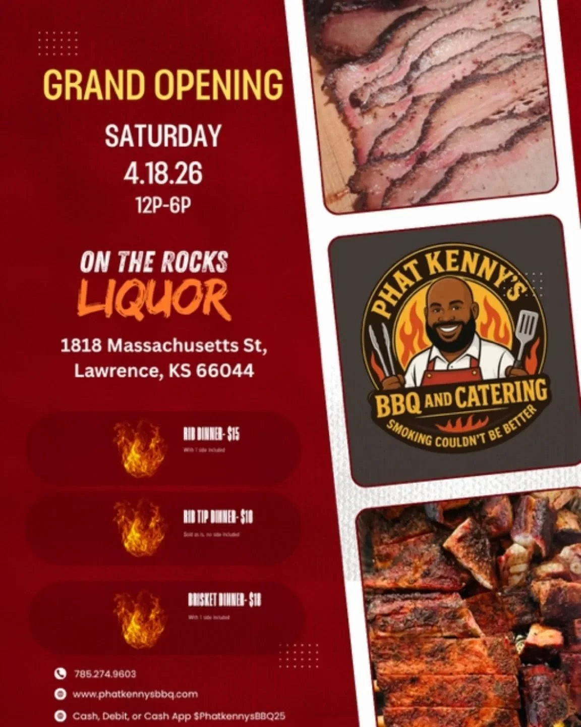 This Saturday 4/18 from noon-6pm sees the grand opening of @phatkennysbbq in our parking lot. We've tried Kenny's #BBQ &amp; please believe you are Not Ready for how delicious this is. Dinner &amp; drinks in one spot. What more could you ask for? #la