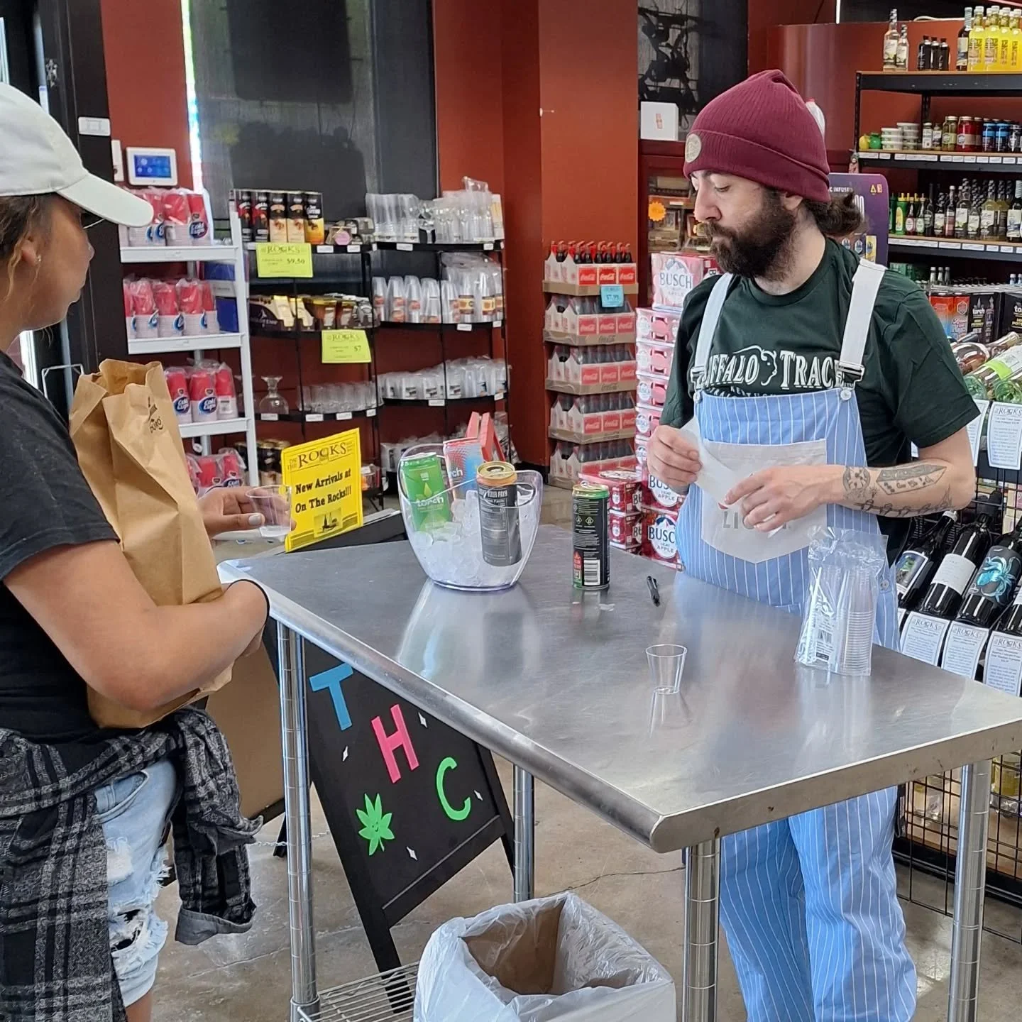 @torchbeverages sampling happening now until 6! Happy 420. #THC #freesamples #ontherocksliquor #lawrenceks