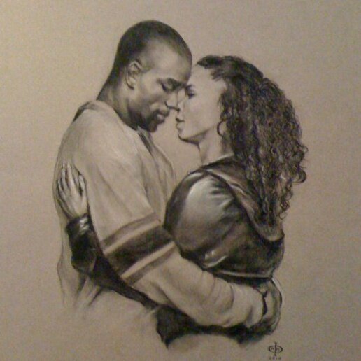RON & ESME, Charcoal on Paper, 2010