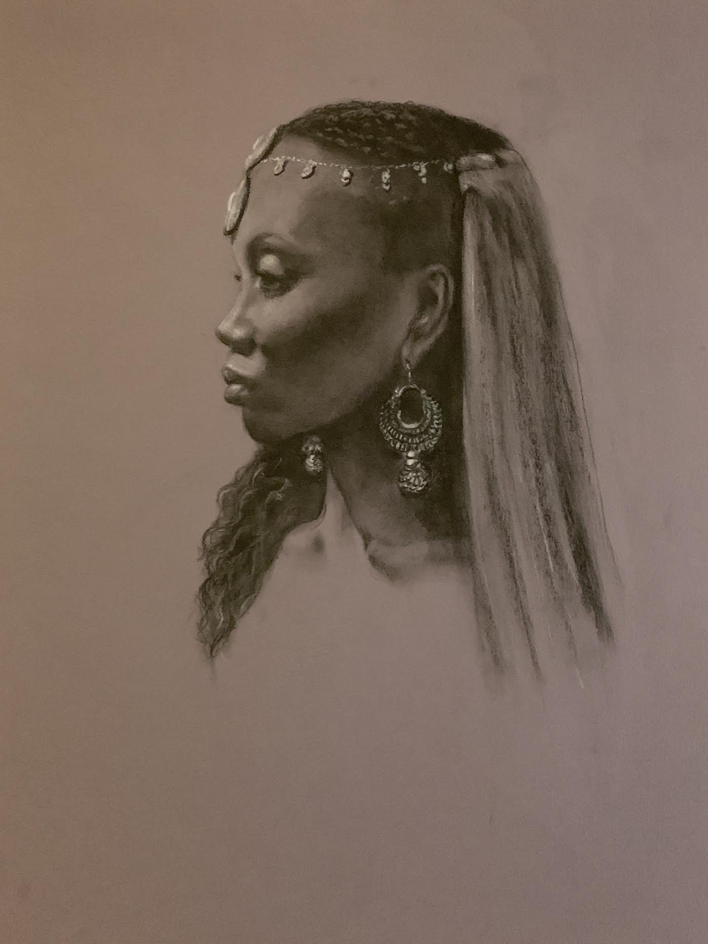 MONARCH, charcoal on paper, 2023, 19" x 26"