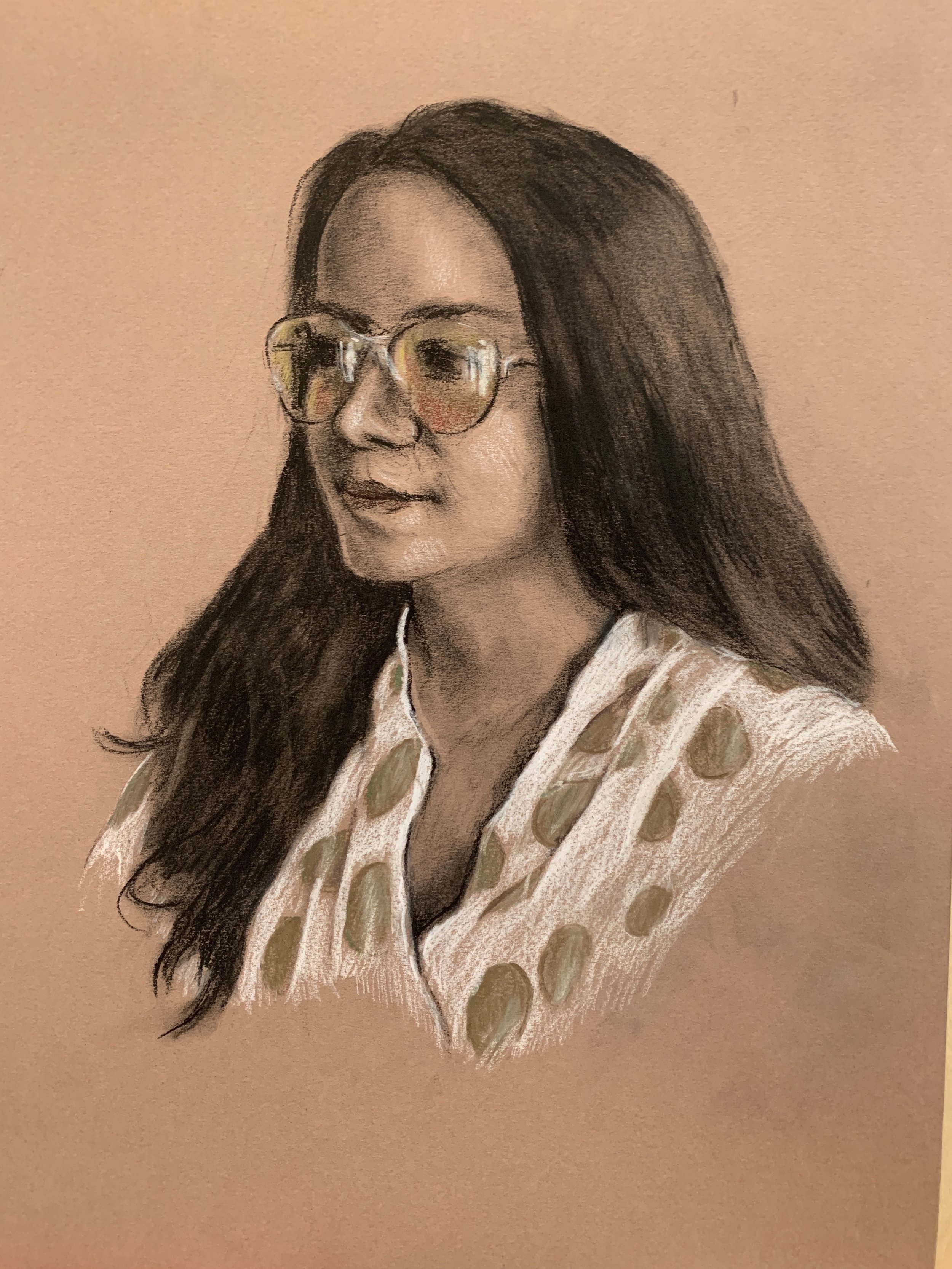 EYRA IN KIMONO, Charcoal and pastel on paper, 2024