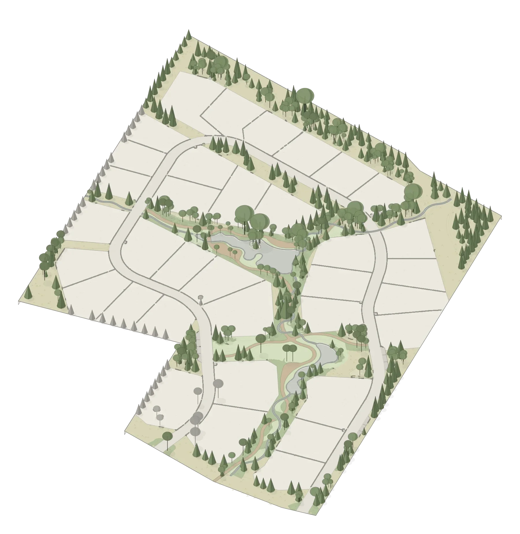 Site plan with the open space highlighted