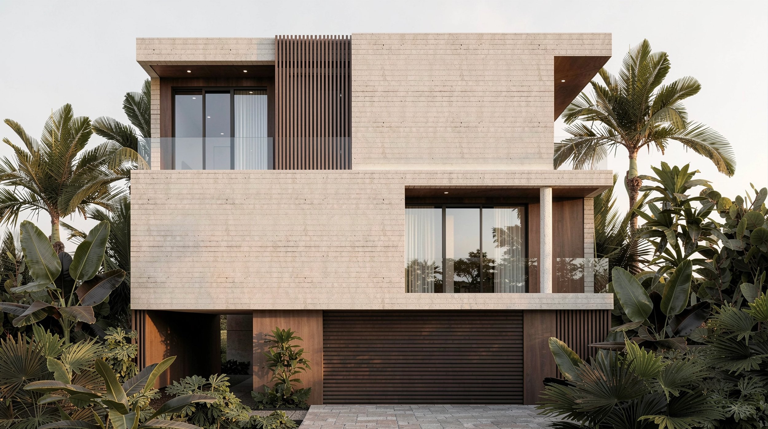 Street elevation of the North Bay Road Residence
