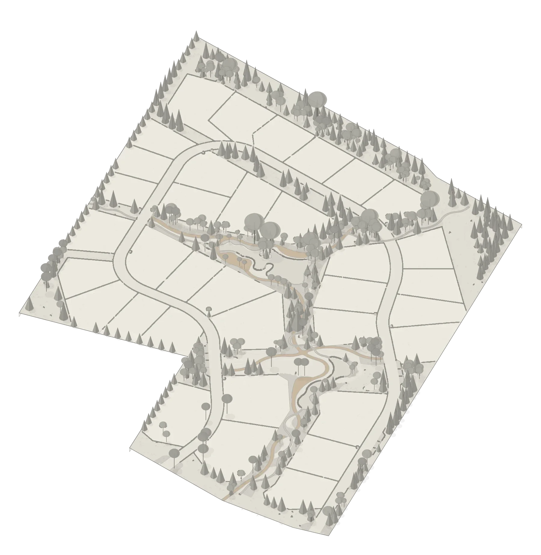 Site plan with the internal walking trail highlighted