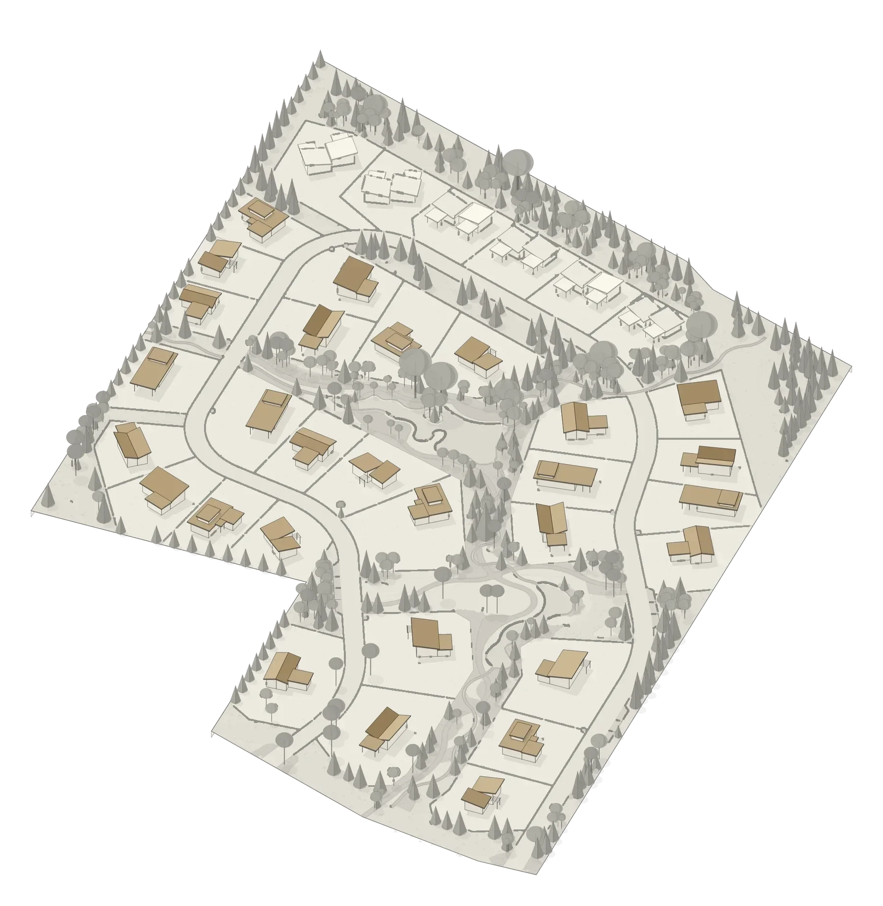 Site plan with the 29 single-family residences highlighted