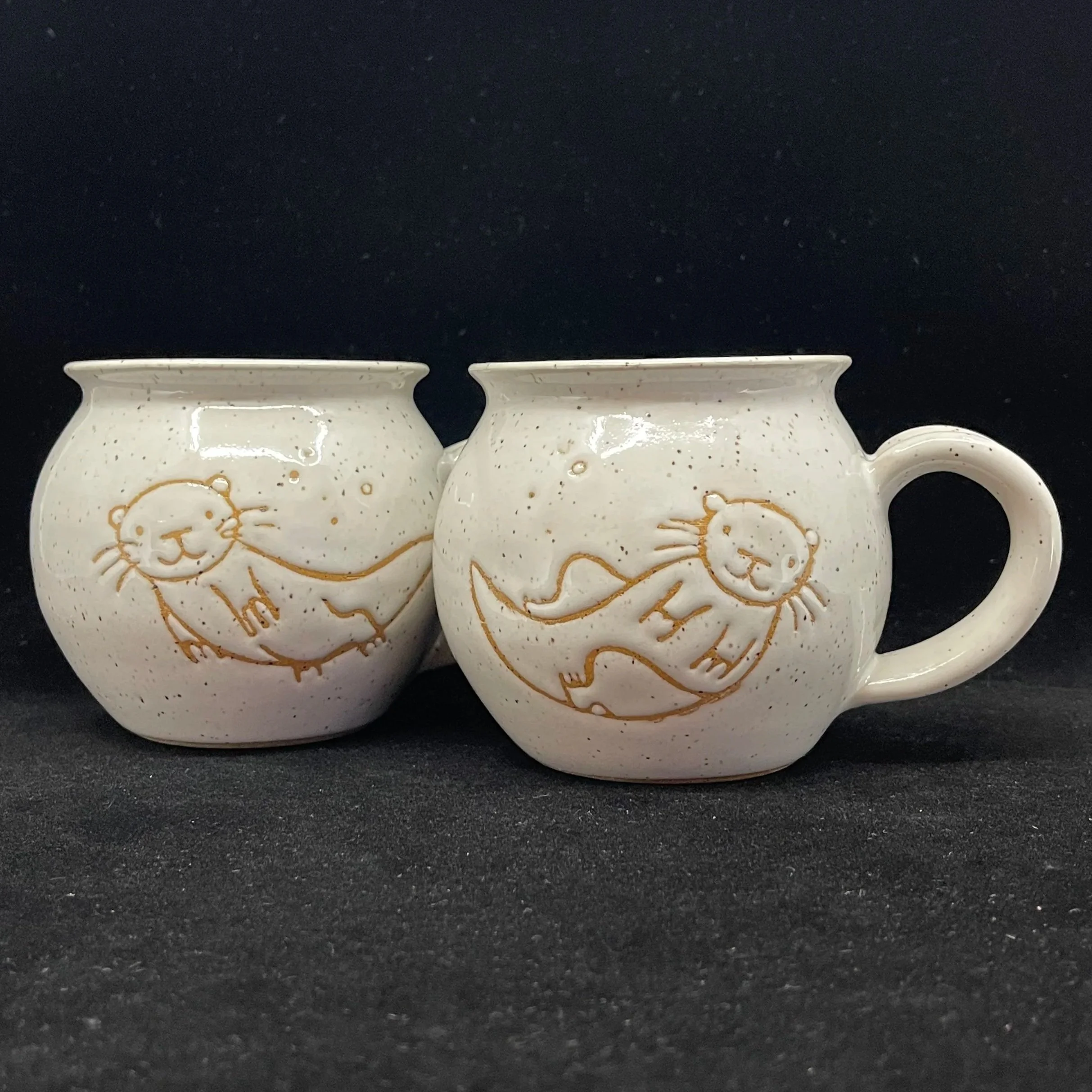 Large White Otter Mug