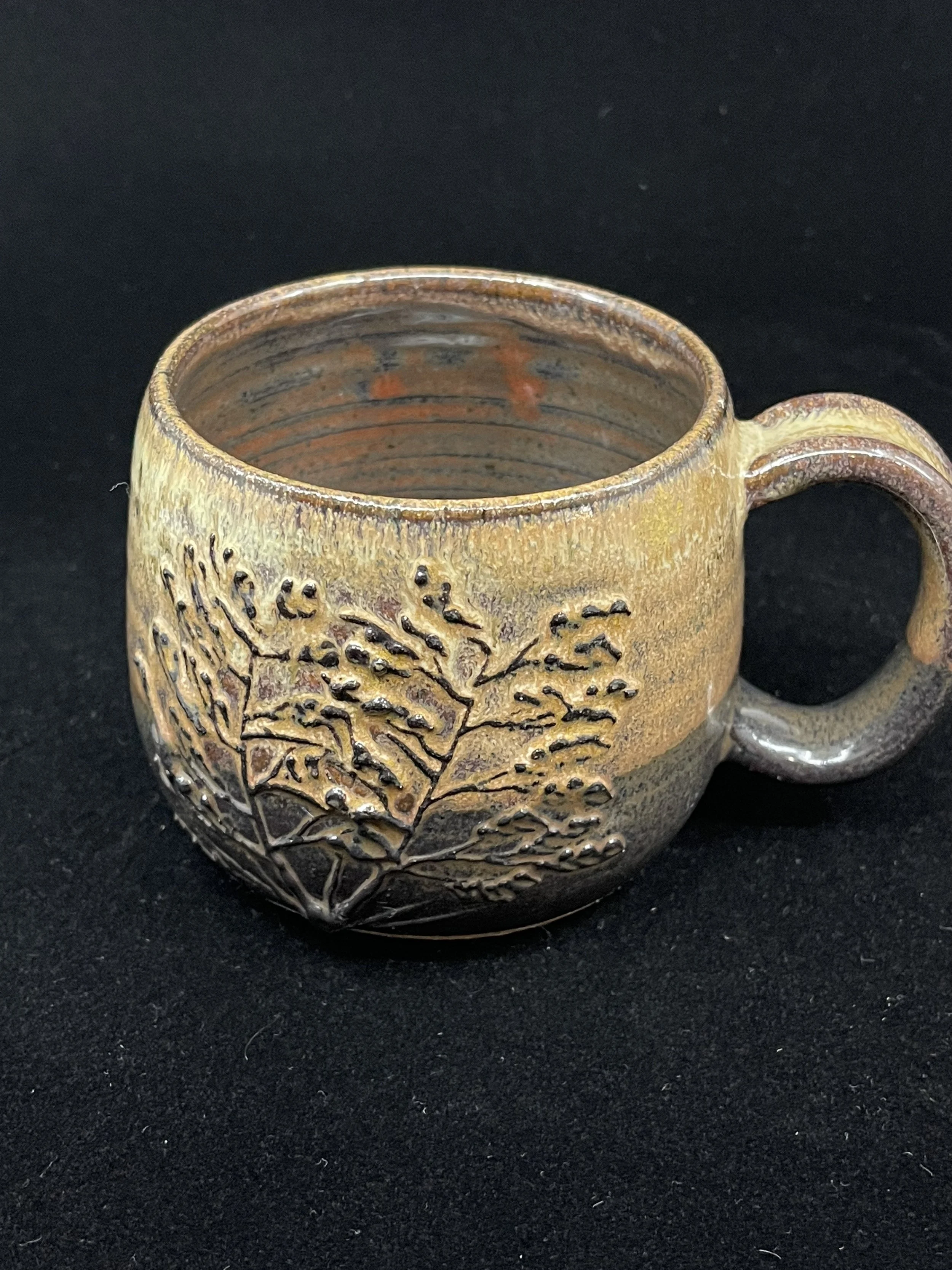 Small Frosty Rust Slip Fern Mug