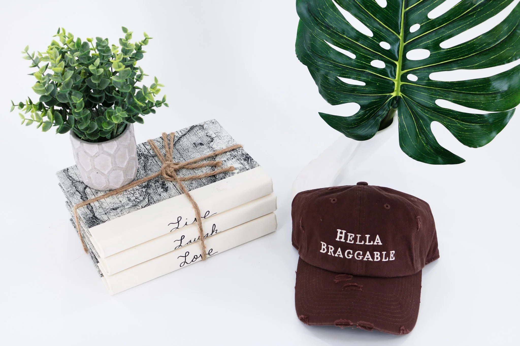 Brown Hella Braggable Distressed Baseball Cap.JPG