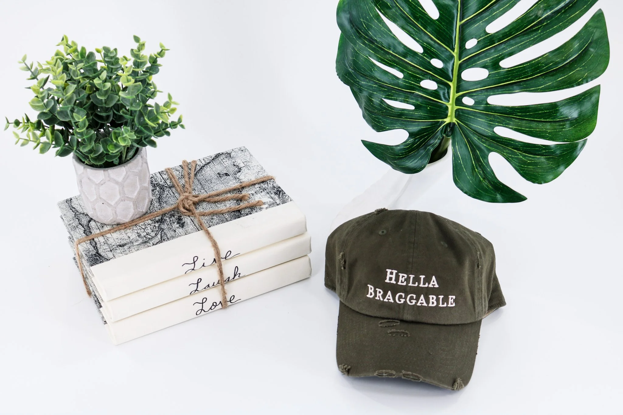 Olive Hella Braggable Distressed Baseball Cap.JPG