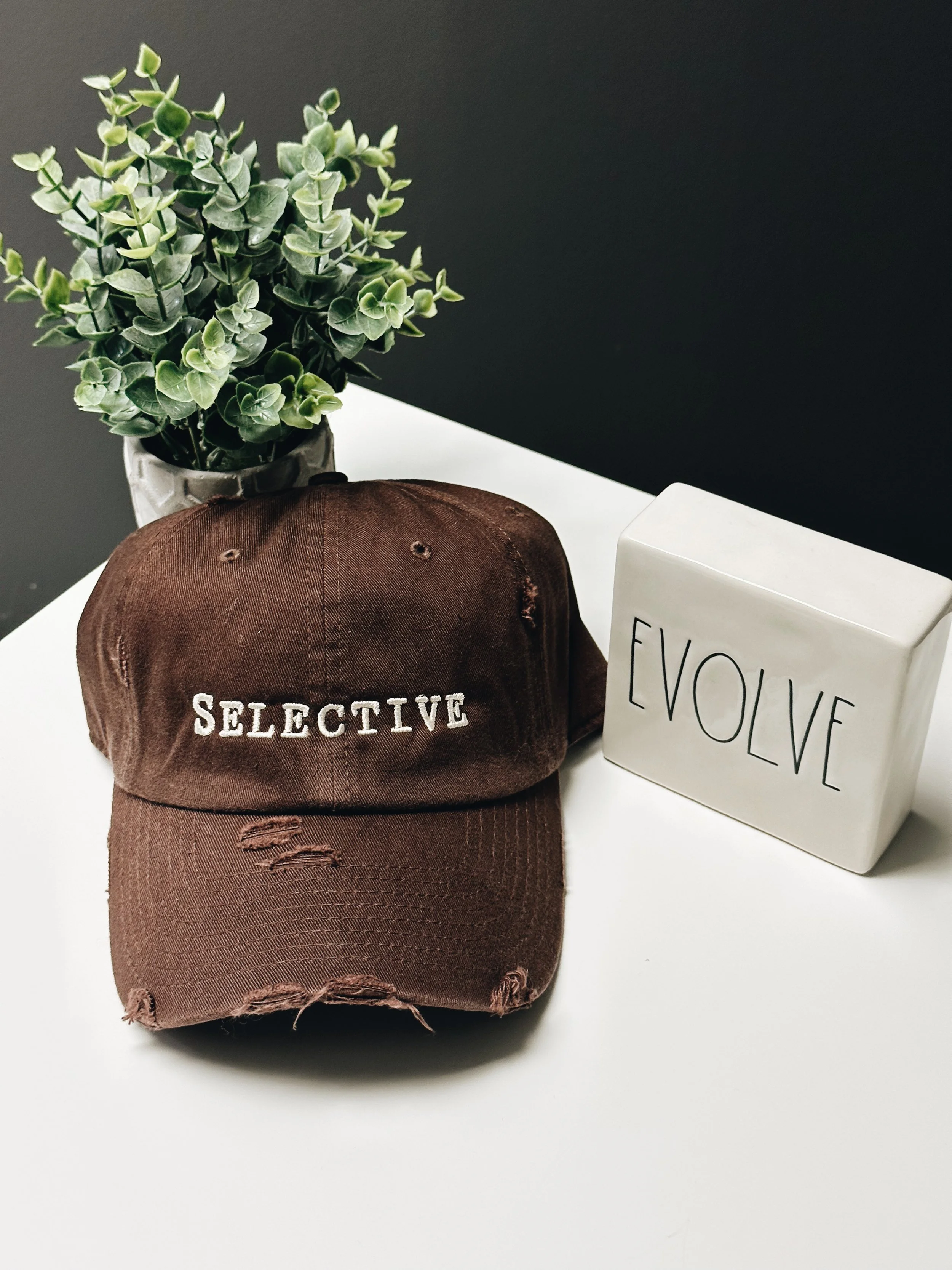 Brown Selective Distressed Baseball Cap.JPG