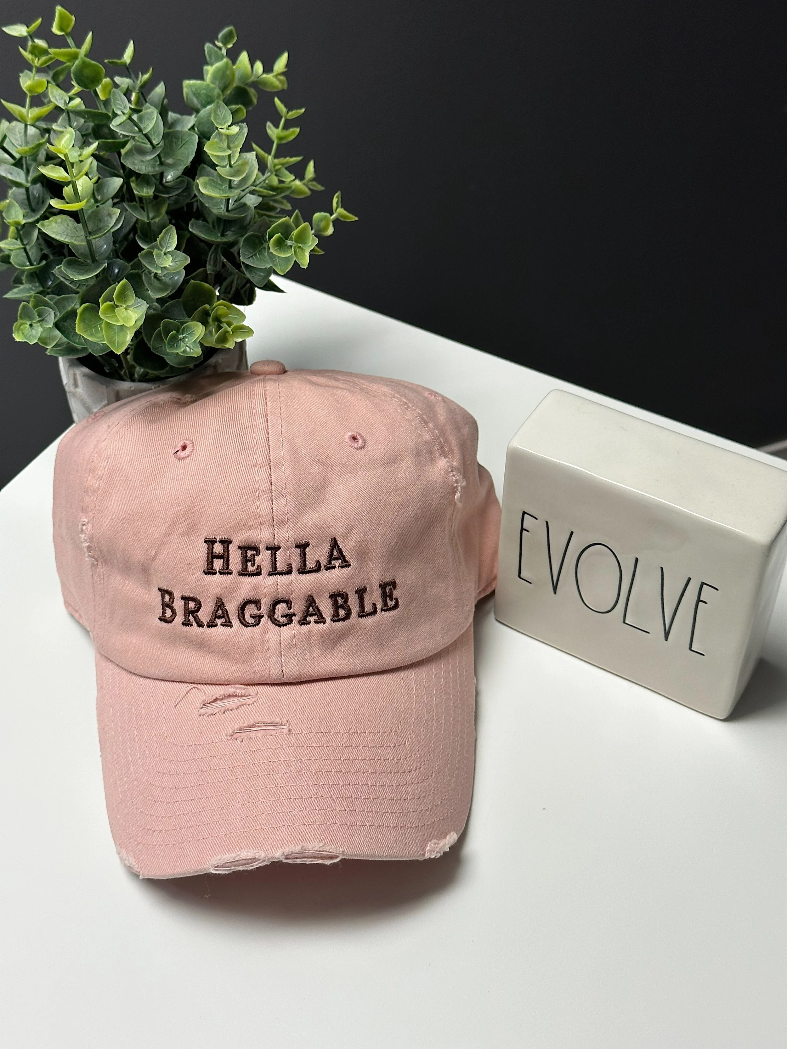 Rose Hella Braggable Distressed Baseball Cap.JPG