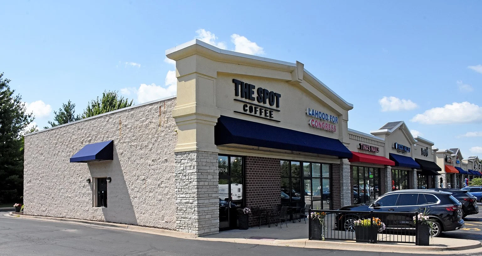 Exterior photo of The Spot Coffee seen from the left