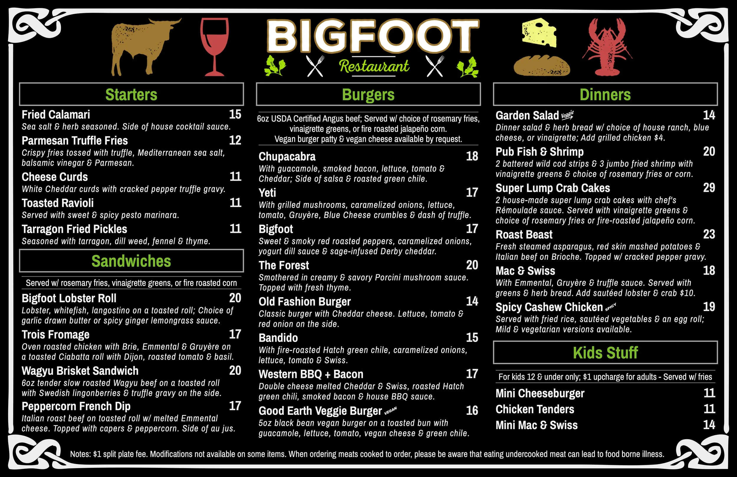 BigfootRestaurantMenu