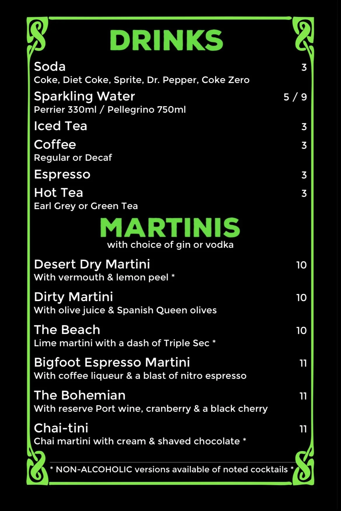 DrinkMenuBigfootRestaurantNM